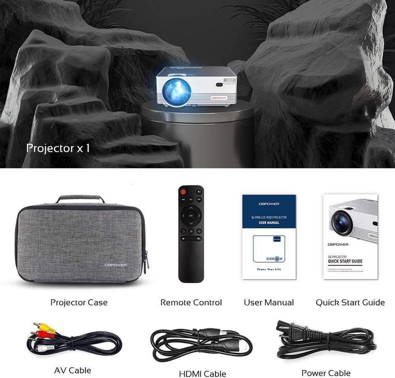 Alt view image 6 of 7 - Native 1080P WiFi Bluetooth Projector, DBPOWER 9500L Full HD Outdoor Movie Projector Support iOS/Android Sync Screen&Zoom, Home Theater Video Projector Compatible w/PC/DVD/TV/Carrying Case Included