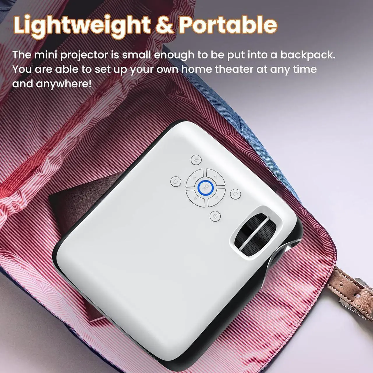 Alt view image 6 of 7 - Projector Native 1080P Bluetooth Projector with 100''Screen, 9500L Portable Outdoor Movie Projector Compatible with Smartphone, HDMI,USB,AV,Fire Stick, PS5
