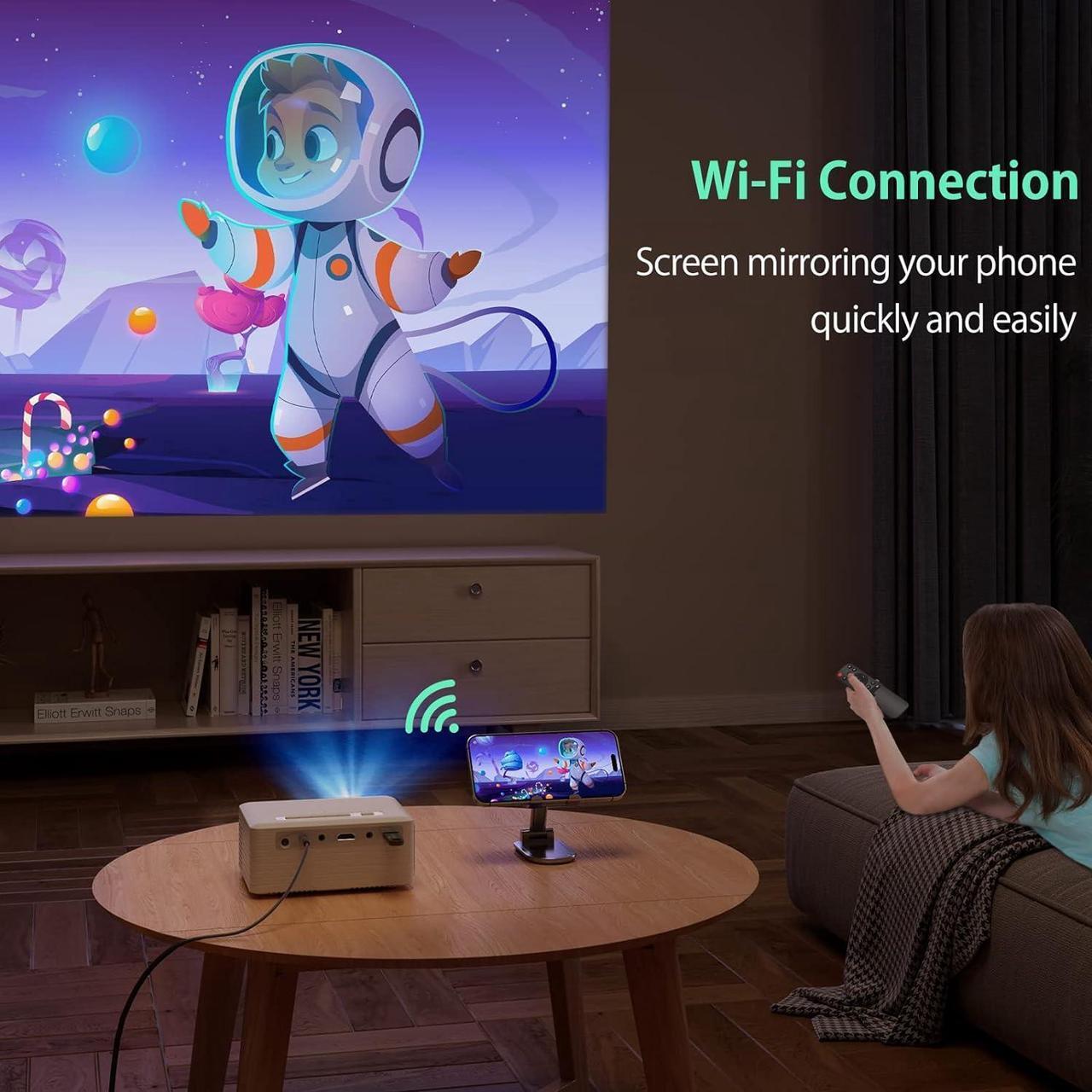 Alt view image 3 of 7 - Mini Projector with WiFi Bluetooth, Portable Projector Full HD 1080P Support, YOTON Video Projector for Home Theater, Compatible with PC/Tablet/Fire Stick/iOS and Android Phone Projector