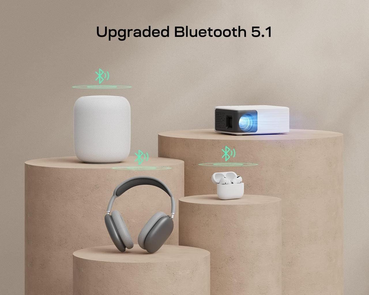 Alt view image 4 of 7 - Mini Projector with WiFi Bluetooth, Portable Projector Full HD 1080P Support, YOTON Video Projector for Home Theater, Compatible with PC/Tablet/Fire Stick/iOS and Android Phone Projector
