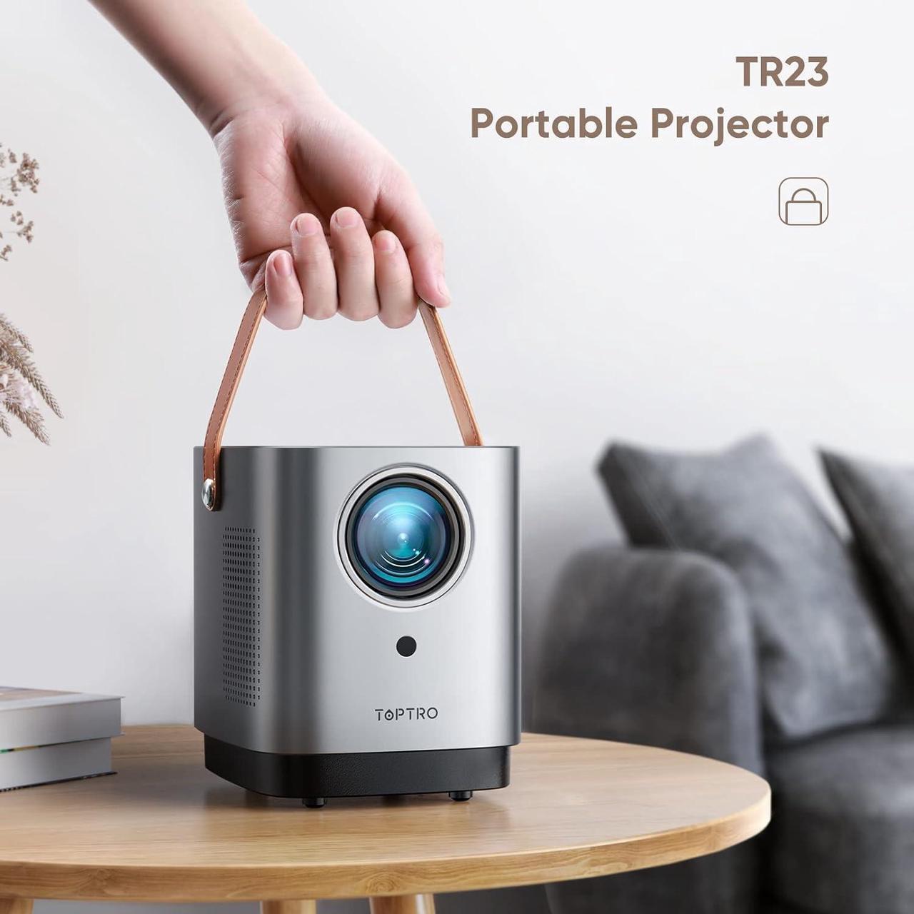 Alt view image 6 of 6 - 5G WiFi Bluetooth Projector, TOPTRO TR23 Outdoor Projector 1080P Supported 15000 Lumen, Mini Projector with 360 Degree Surround Sound, Dust-Proof, Projector Compatible with TV Stick, iOS, Android, PS5