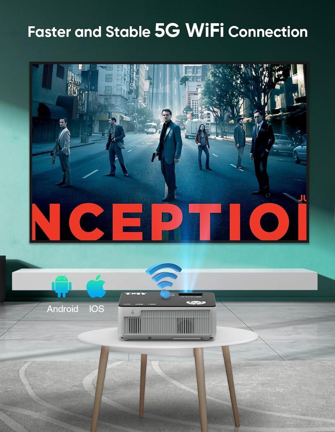 Alt view image 5 of 7 - Native 1080P Projector with 5G WiFi and Bluetooth 5.1, 13000 Lumens 4K Supported Mini Projector, Portable Projector Compatible with TV Stick/Phone/PC/DVD/HDMI/AV/USB/SD, Outdoor Movie Projector