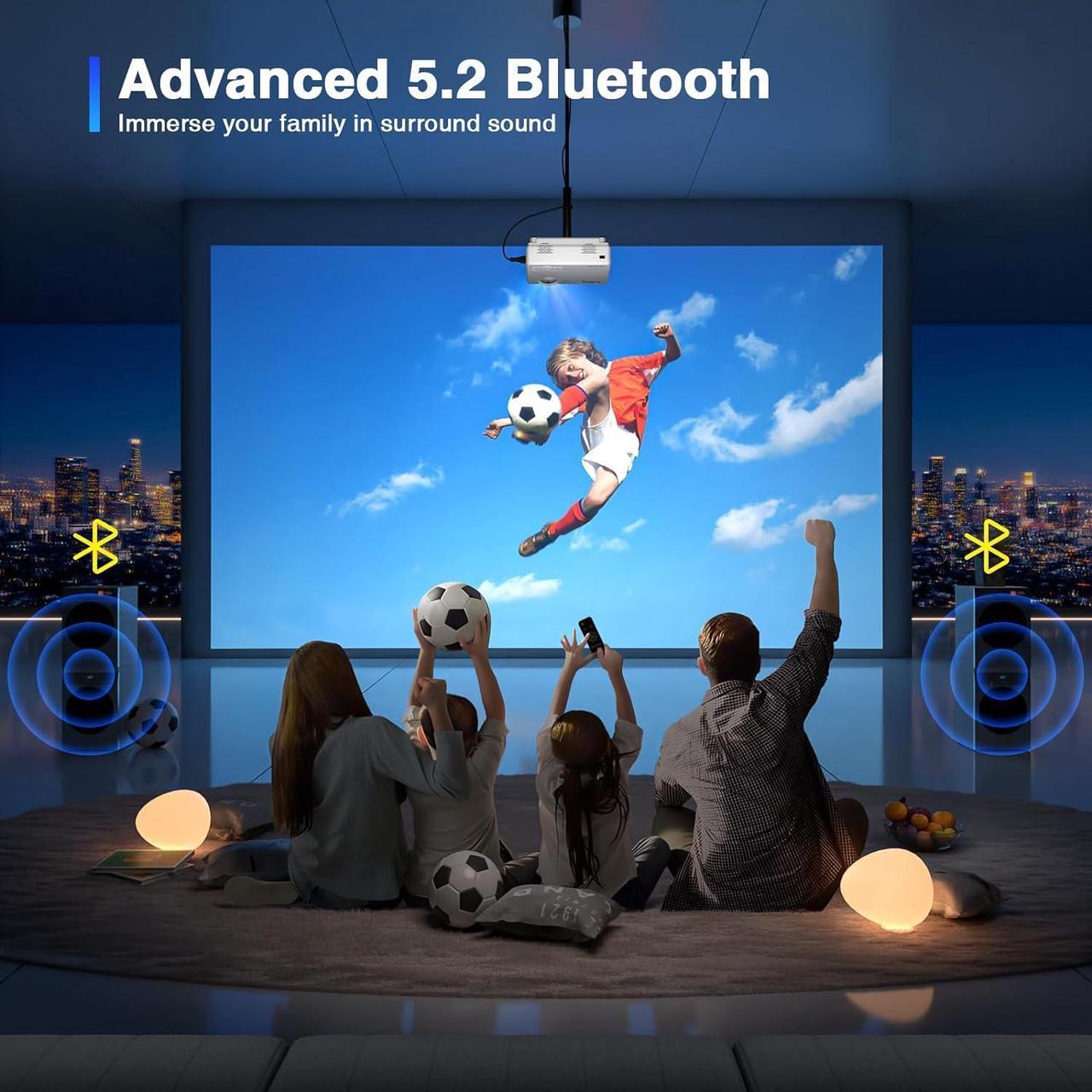 Alt view image 4 of 7 - AuKing Projector with WiFi and Bluetooth, 2024 Upgraded Mini Projector, Full HD 1080P Home Theater Video Projector, Compatible with HDMI/USB/AV/Smartphone/TV Box/Laptop
