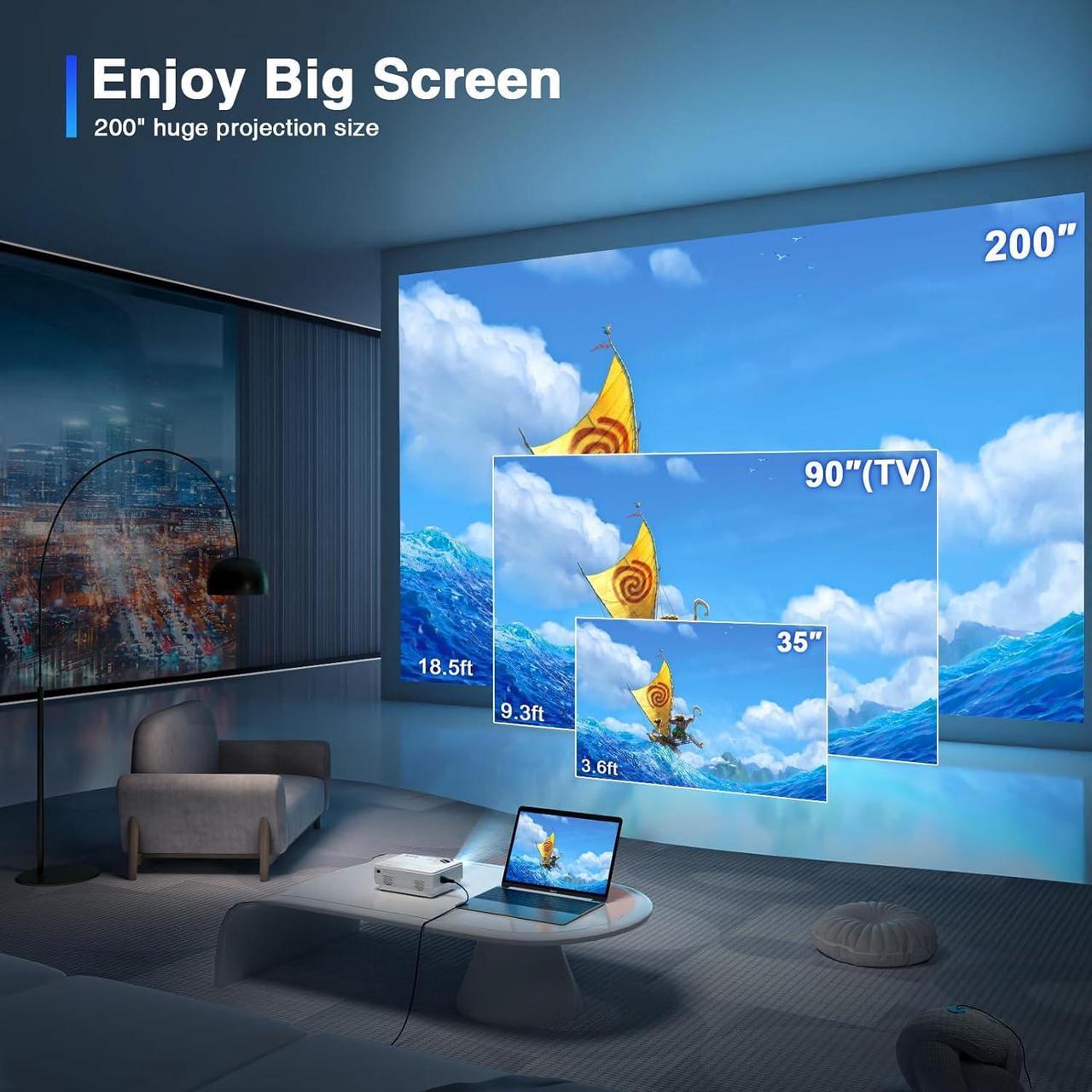 Alt view image 5 of 7 - AuKing Projector with WiFi and Bluetooth, 2024 Upgraded Mini Projector, Full HD 1080P Home Theater Video Projector, Compatible with HDMI/USB/AV/Smartphone/TV Box/Laptop