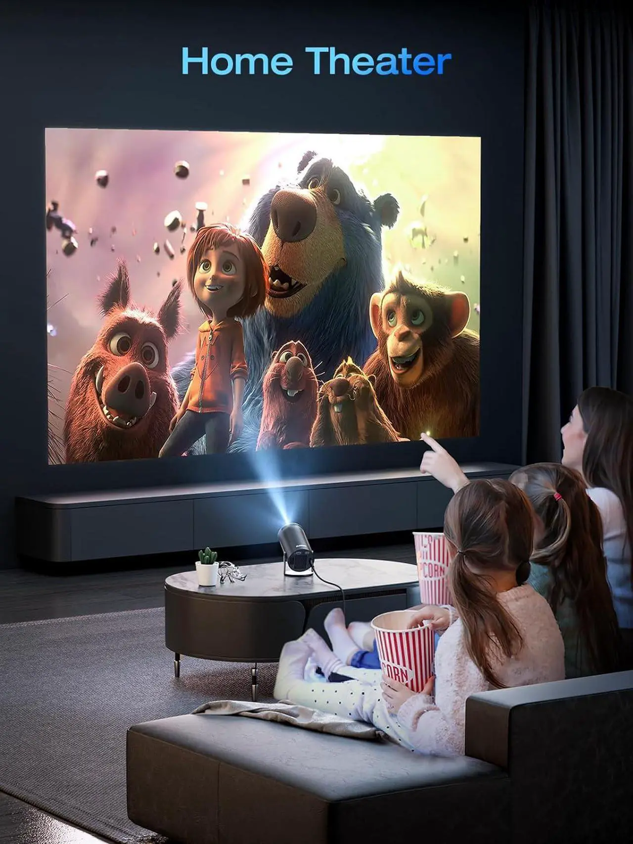 Alt view image 7 of 7 - 4K Mini Projector with WiFi and Bluetooth, 180° Rotation & Auto Keystone, Full HD 1080P Supported, Portable HY300 Outdoor Movie Projector, Compatible with TV Stick/Windows/iOS/Android/HDMI/USB