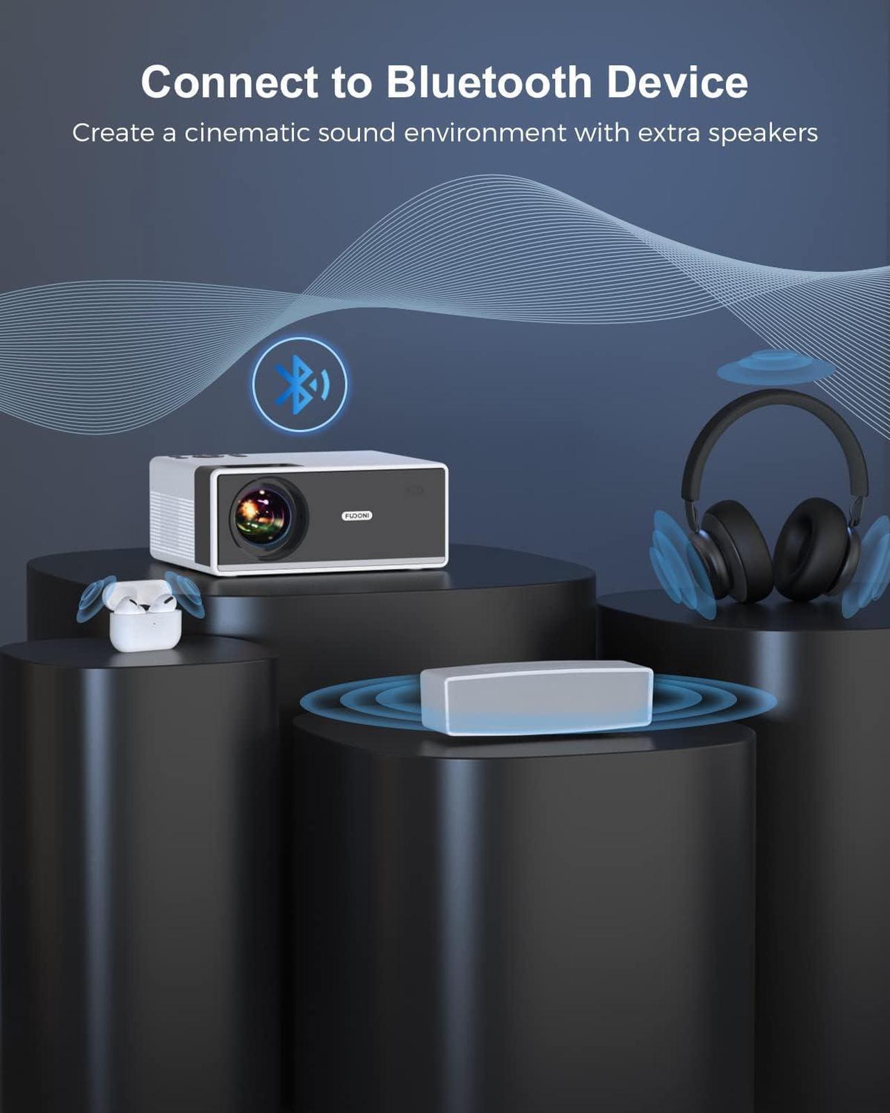Alt view image 3 of 7 - 4K Support Projector with WiFi and Bluetooth, Outdoor Portable Mini Projector 15000L Full HD 1080P Max 300" Display Zoom,  Movie Video Projector Compatible with HDMI/USB/AV/Phone/Laptop/TV Stick