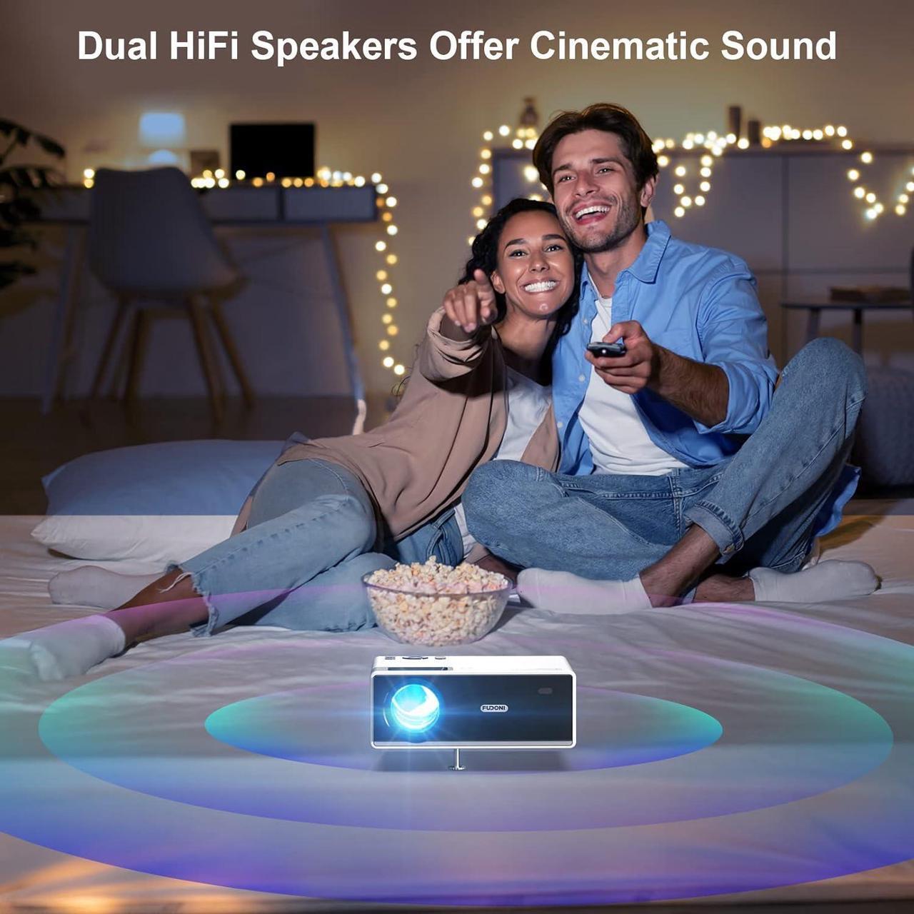 Alt view image 7 of 7 - 4K Support Projector with WiFi and Bluetooth, Outdoor Portable Mini Projector 15000L Full HD 1080P Max 300" Display Zoom,  Movie Video Projector Compatible with HDMI/USB/AV/Phone/Laptop/TV Stick