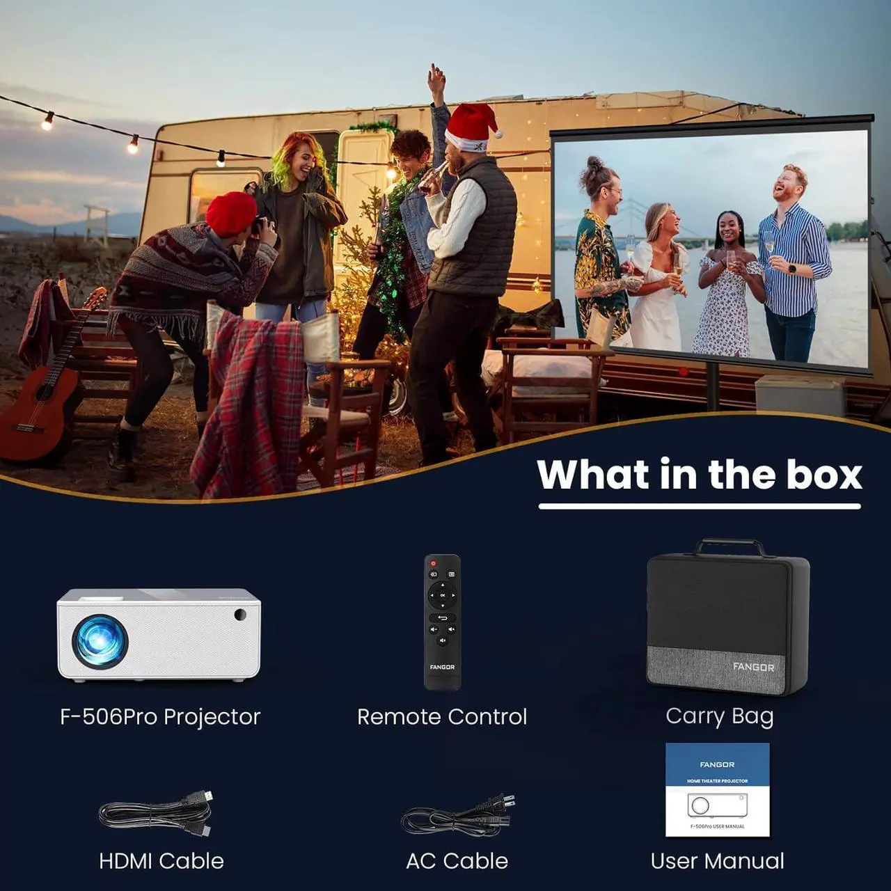 Alt view image 6 of 6 - 1080P HD Projector, WiFi Bluetooth Projectors, Max 230 Projection Screen Portable Home Theater Video Movie Proyector With Tripod, Compatible with HDMI, USB, Laptop, iOS & Android Phone