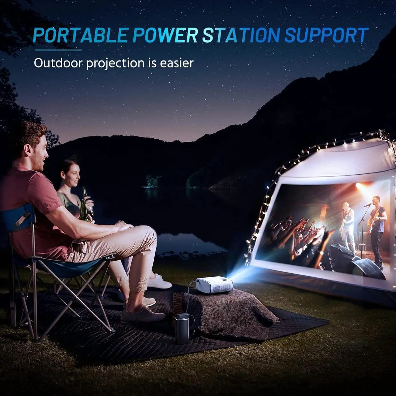 Alt view image 6 of 7 - Mini Projector for iPhone, ELEPHAS 2023 Upgraded 1080P HD Projector, 8000L Portable Projector with Tripod and Carry Bag, Movie Projector Compatible with Android/iOS/Windows/TV Stick/HDMI/USB