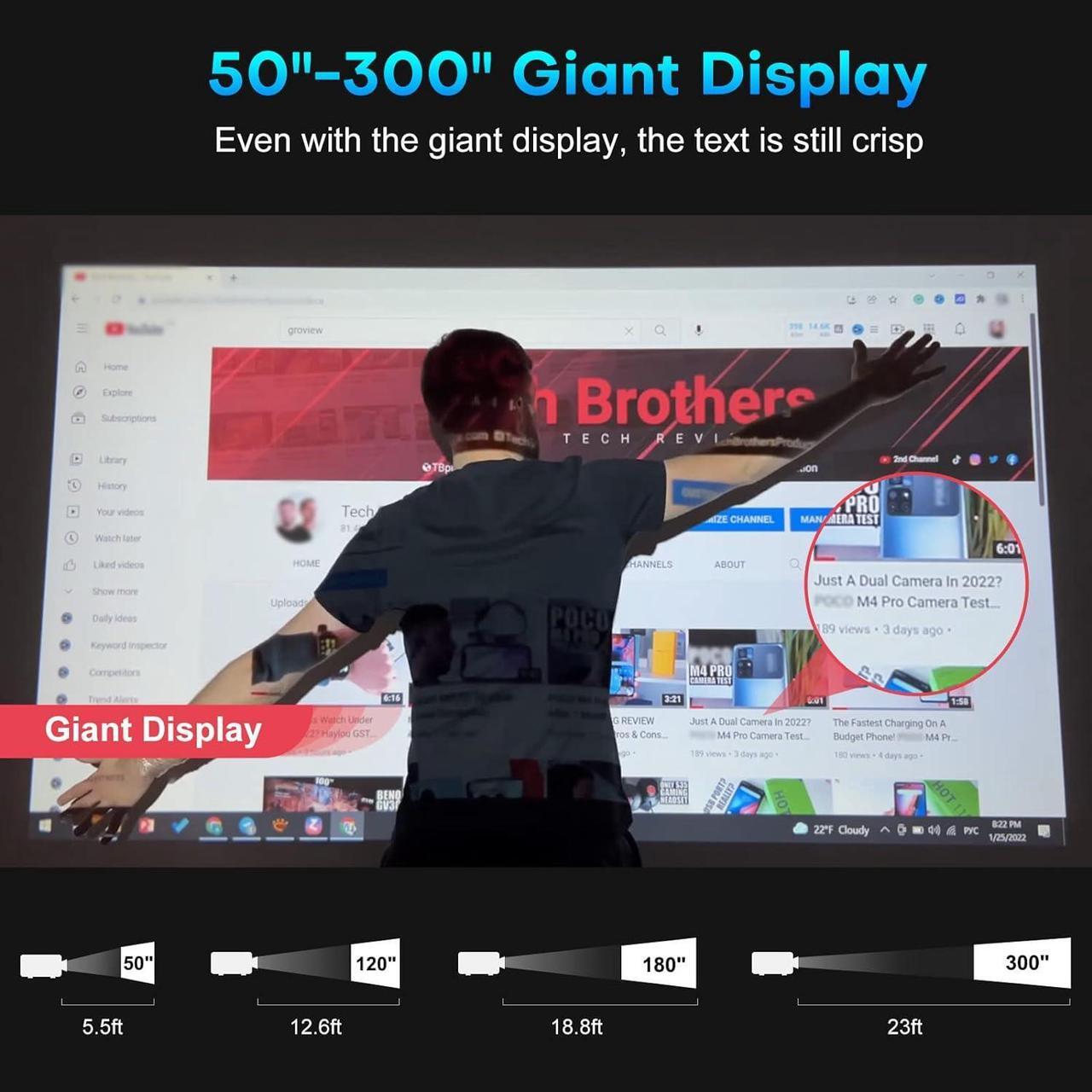 Alt view image 5 of 7 - Projector, 15000lux 490ANSI Native 1080P WiFi Bluetooth Projector, 300'' Video Projector, Supports 4K & Zoom, 5G Sync, Compatible with HDMI USB/ AV/ Smartphone/ Pad/ Laptop/ DVD/ TV Stick/ PS5