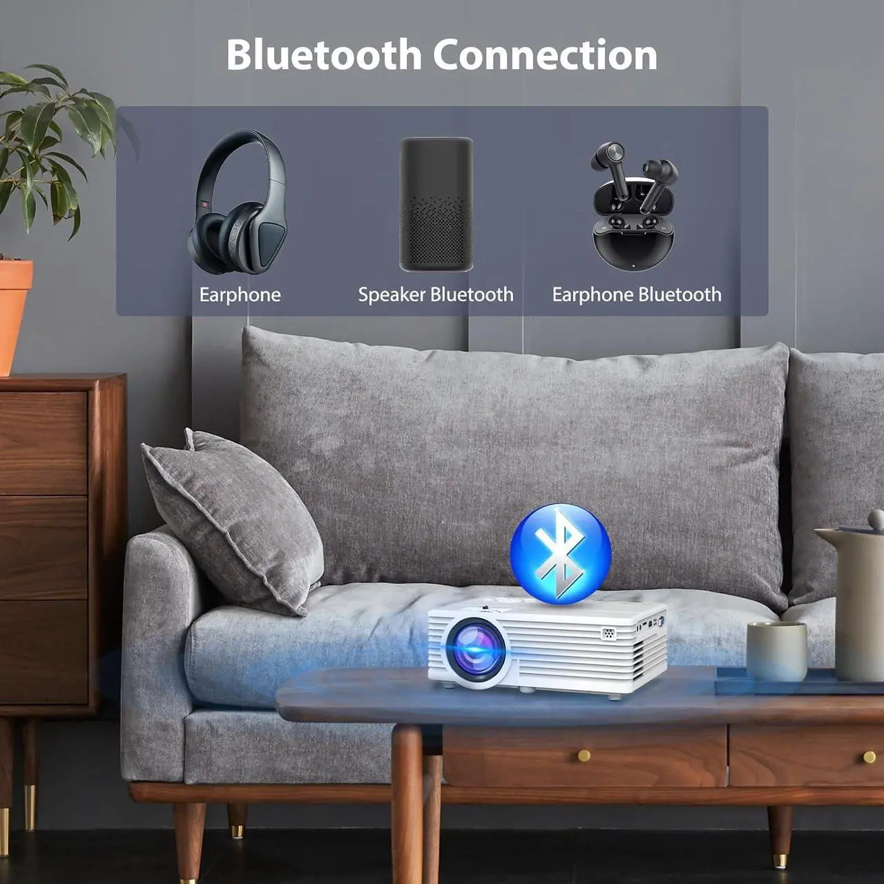 Alt view image 5 of 7 - Projector with WIFI and Bluetooth, Updated 9500L Full HD 1080P Supported Home Movie projector, Portable Outdoor Projector Compatible with HDMI, USB, TV Stick, Smartphone, Laptop