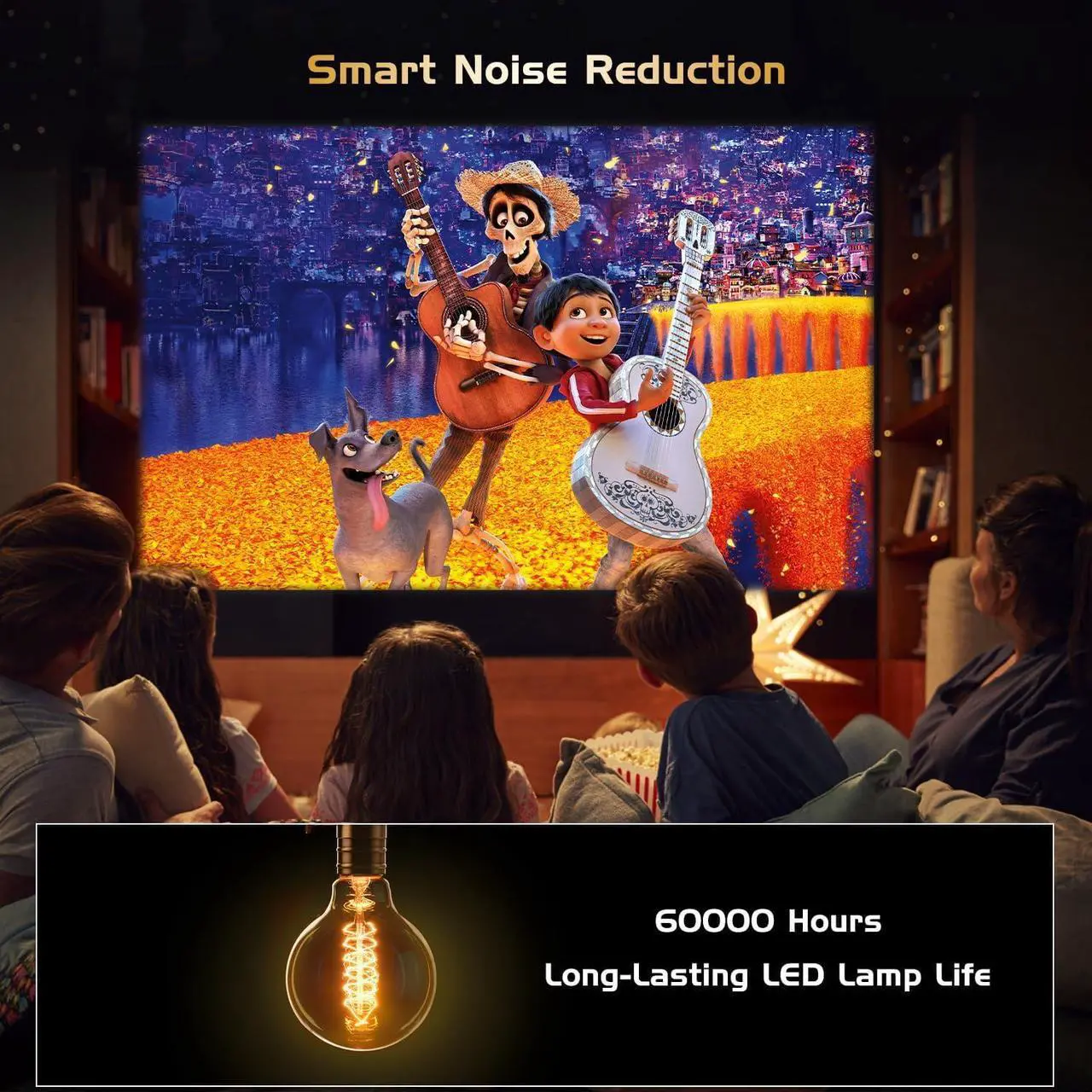 Alt view image 6 of 7 - 4K ProjectorFaltopu Native 1080P Projector, 500ANSI Projector with 5G WiFi and Bluetooth, Full HD Outdoor Projector, 300'' Mini Portable Movie Projector Compatible with with Android/iOS/Windows