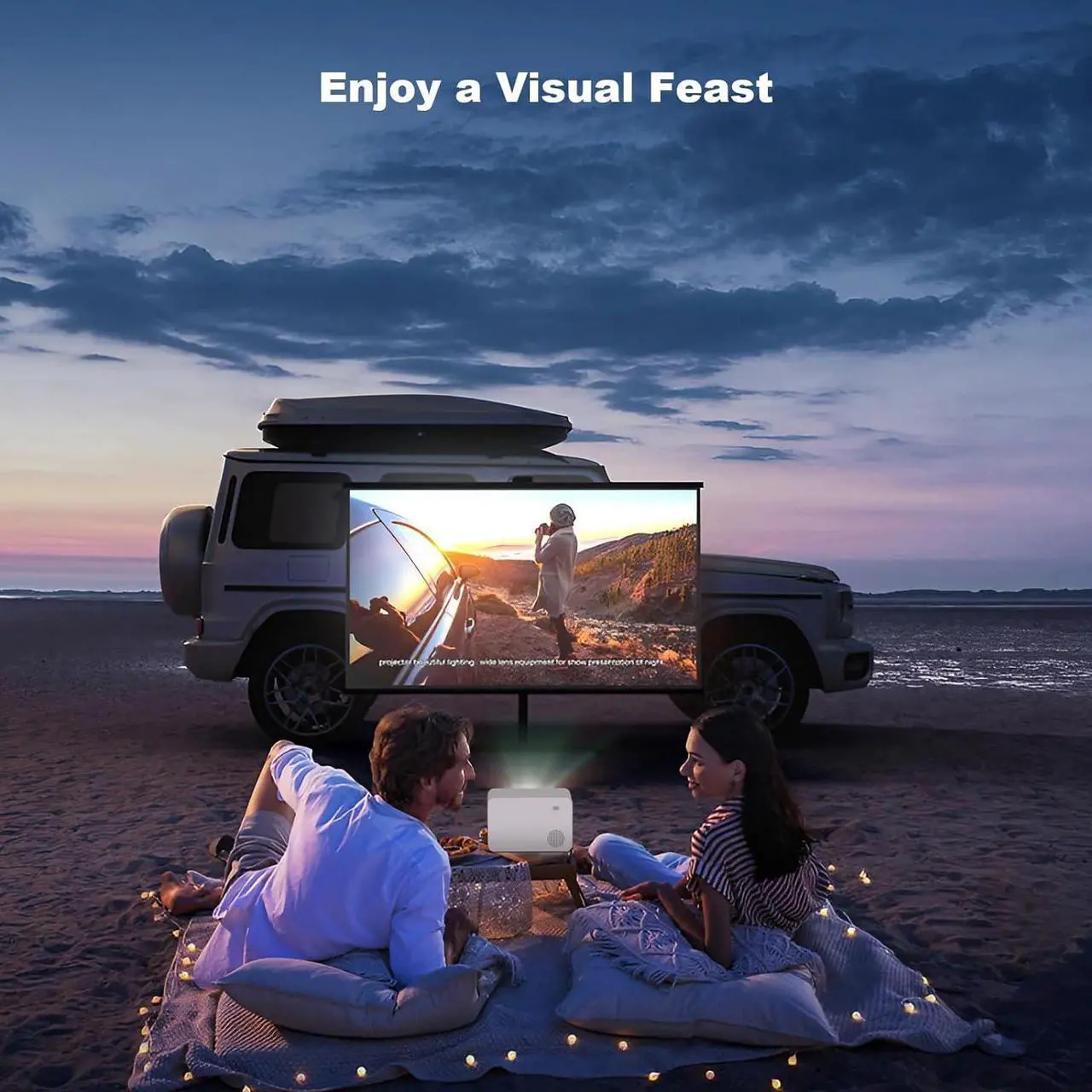 Alt view image 5 of 6 - Projector with WiFi and Bluetooth, Wielio Native 1080P 12000L Outdoor Portable Mini Video Movie Projector, Proyector Compatible with iOS/Android/TV Stick/HDMI/USB/AV for Home Theater