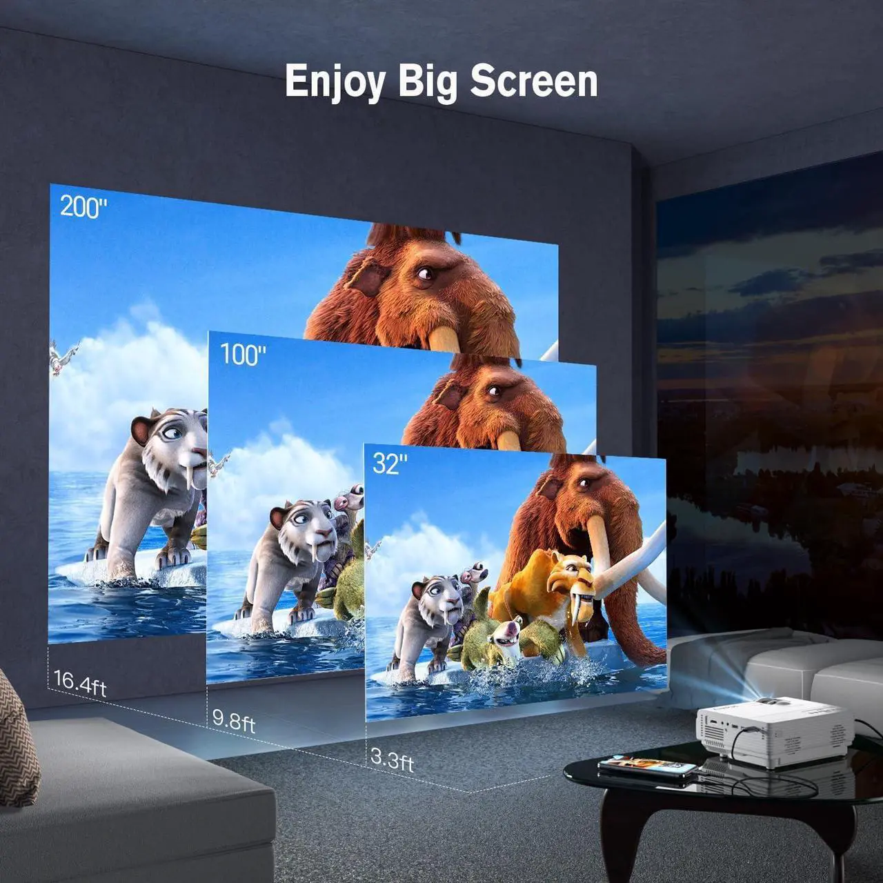 Alt view image 3 of 6 - Projector, XuanPad 2023 Upgraded Mini Projector, Video Projector HD 1080P Supported, Portable Home Projector Compatible with TV Stick, HDMI, USB, Laptop, iPhone, Android for Home Entertainment