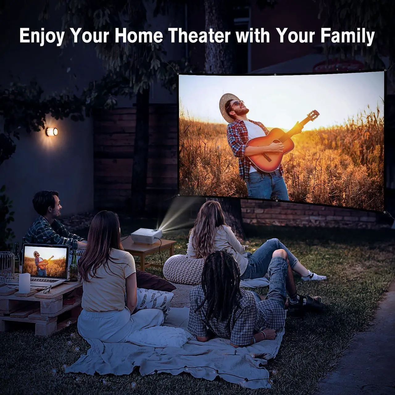 Alt view image 6 of 6 - Projector, XuanPad 2023 Upgraded Mini Projector, Video Projector HD 1080P Supported, Portable Home Projector Compatible with TV Stick, HDMI, USB, Laptop, iPhone, Android for Home Entertainment