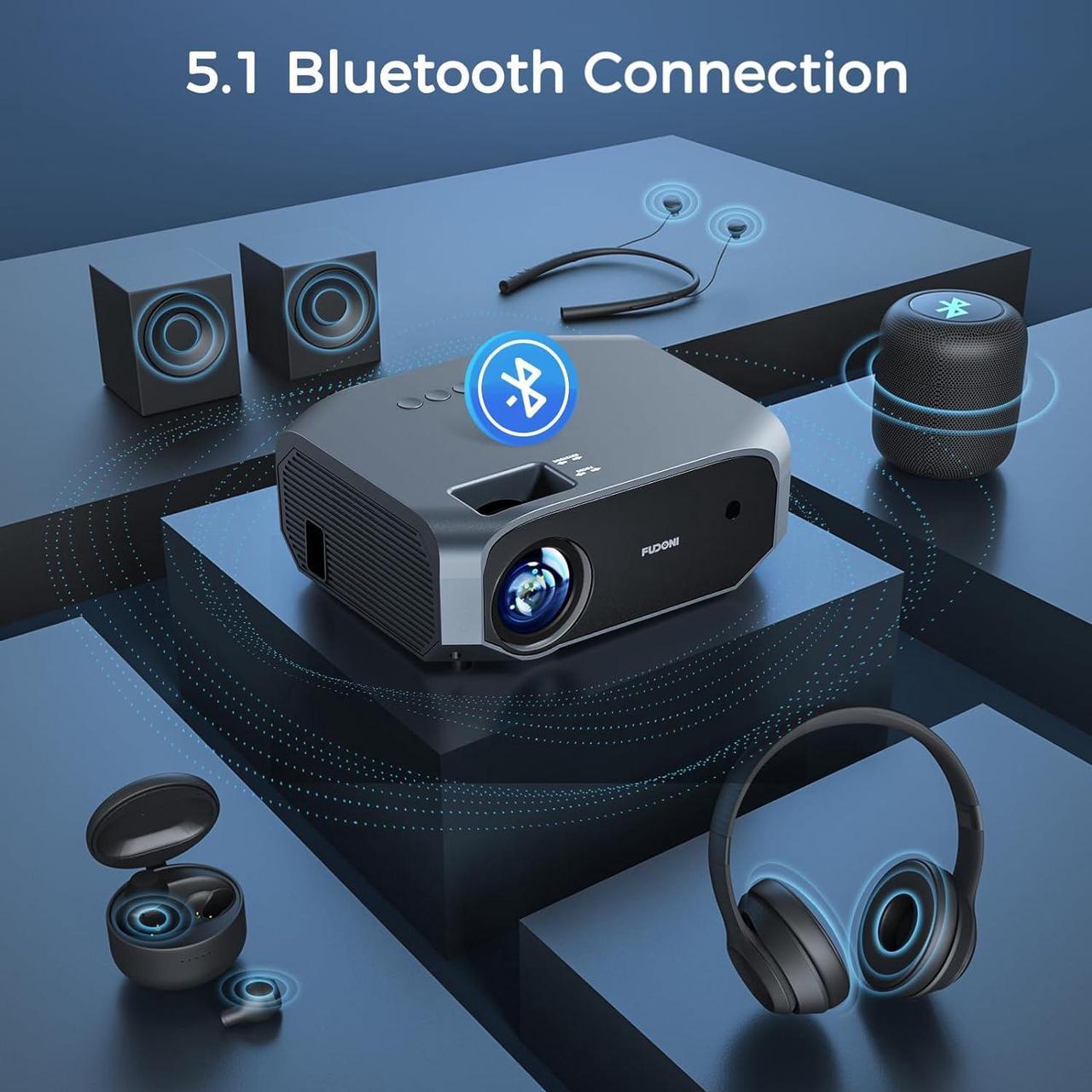 Alt view image 5 of 7 - Projector with 5G WiFi and Bluetooth, 12000L Outdoor Movie Projector Native 1080P 4k Supported, Portable Projector with Screen, Home Theater Projector for iOS/Android/TV Stick/Laptop/HDMI/USB