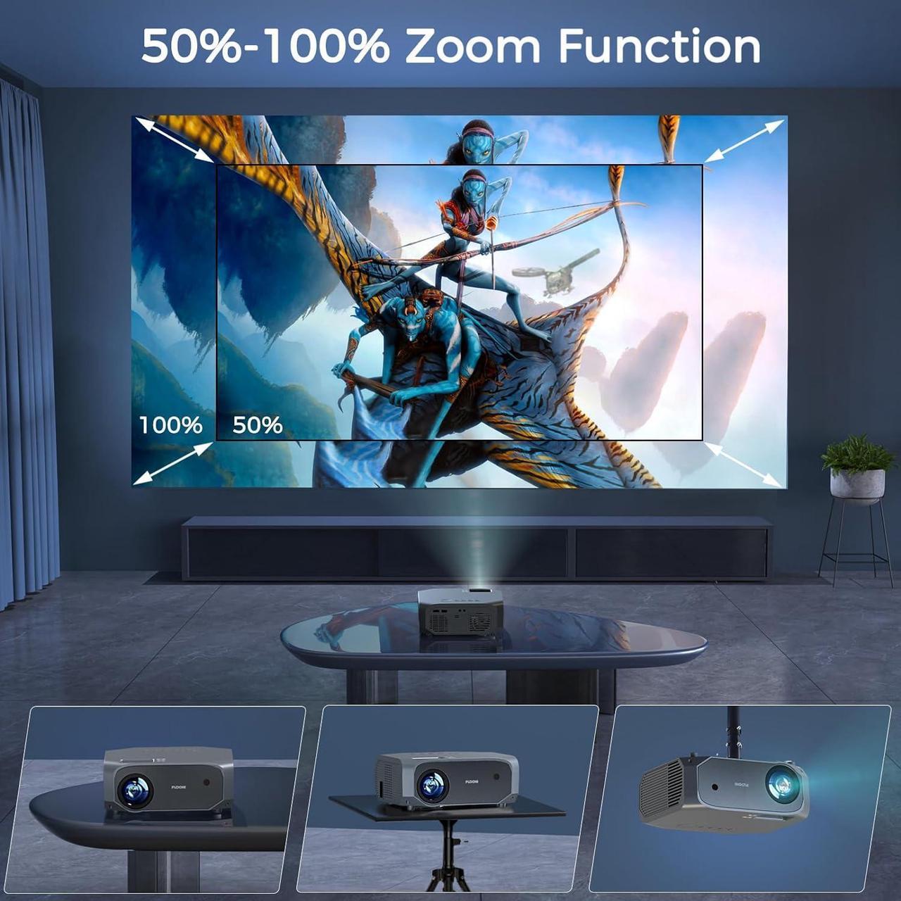 Alt view image 7 of 7 - Projector with 5G WiFi and Bluetooth, 12000L Outdoor Movie Projector Native 1080P 4k Supported, Portable Projector with Screen, Home Theater Projector for iOS/Android/TV Stick/Laptop/HDMI/USB