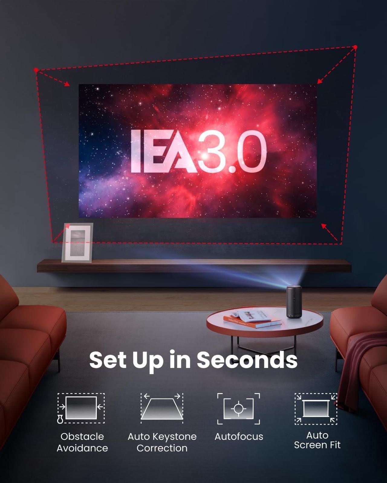 Alt view image 6 of 7 - NEBULA Capsule 3 GTV Projector, Netflix Officially Licensed, 1080P Smart Mini Projector with Wi-Fi, 2.5 Hours of Playtime, 120-Inch Display, Dolby Digital, Ultra Portable for any Space