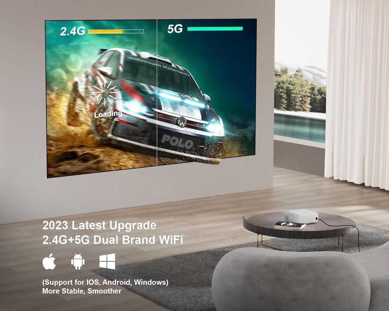 Alt view image 4 of 7 - Projector 4K with WiFi and Bluetooth: Upgrade 650 ANSI Native 1080P Outdoor Projector, 4D/4P Keystone 450'' & 50% Zoom Sovboi Video Projector, SOI-Smart System Portable Projector for Outdoor/Home Use