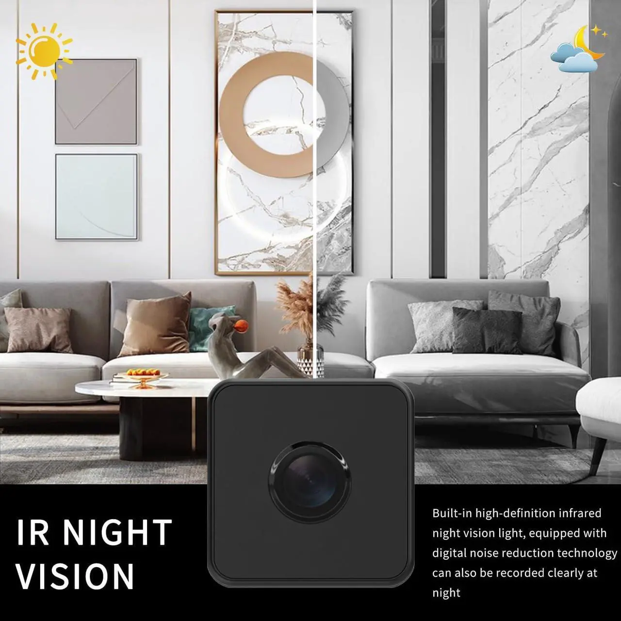Alt view image 2 of 5 - 2024 Updated 1080P Hidden Camera - Spy Camera - Nanny Cam - Best Mini Camera - WiFi Wireless Camera - Live Video Recorder with Night Vision - Surveillance Camera Full HD(Built in SD Card)