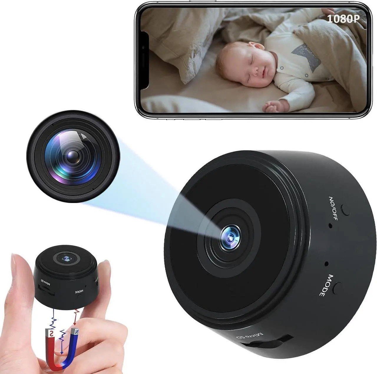 Main image of Mini Hidden Spy Camera,WiFi Wireless Portable Nanny Camera,HD 1080P Home Security Surveillance Cameras with Motion Detection,Night Vision,Remote Viewing for iOS/Android Phone APP
