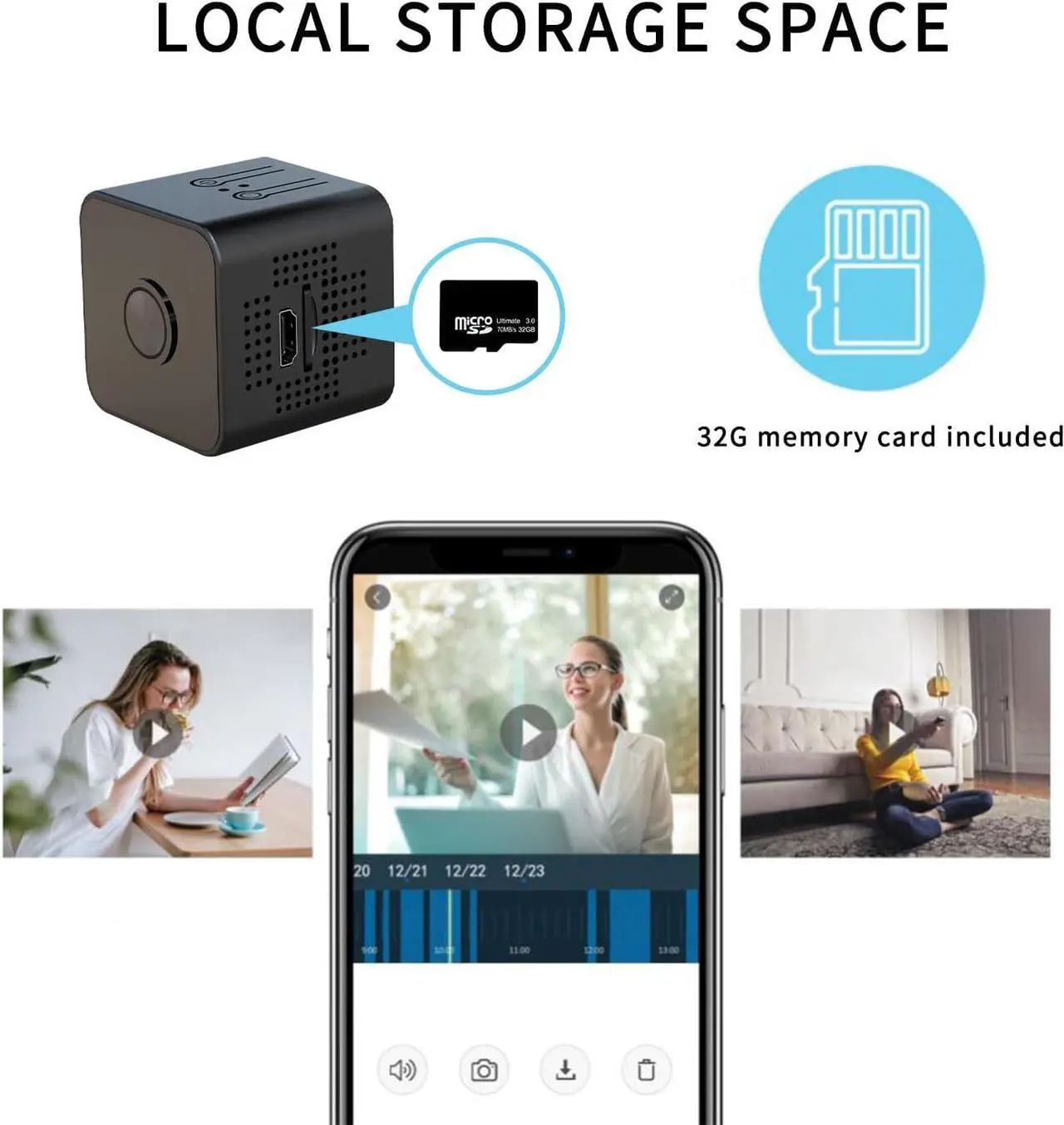 Alt view image 4 of 5 - 2024 Updated 1080P Hidden Camera - Spy Camera - Nanny Cam - Best Mini Camera - WiFi Wireless Camera - Live Video Recorder with Night Vision - Surveillance Camera Full HD(Built in SD Card)