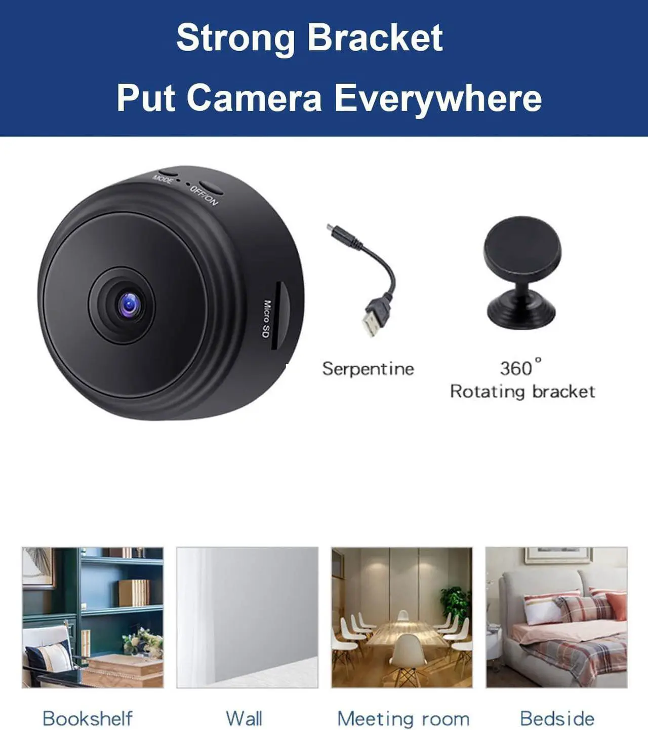 Alt view image 2 of 7 - Mini Camera Hidden Camera 1080p HD with Video Live Feed WiFi, Portable Night Vision Nanny Cam Home Security Surveillance Baby Monitor, Outdoor Monitor for Pets