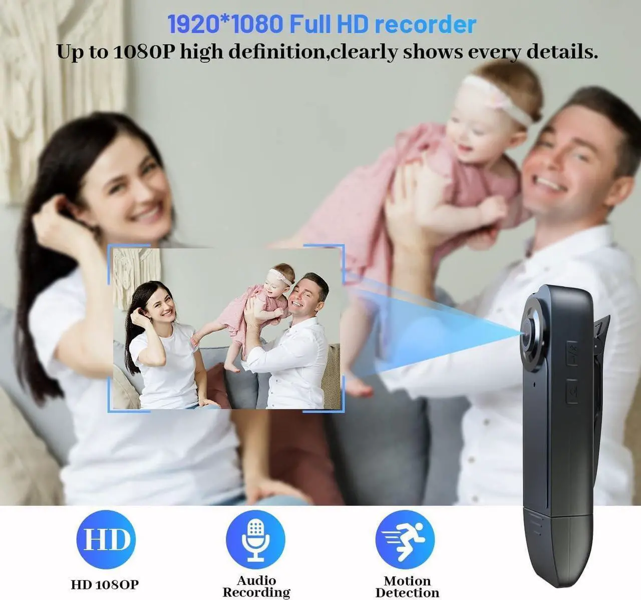 Alt view image 2 of 7 - Mini Body Camera with 1080P HD Recording Night Vision, Built-in 64GB Card 1000 mAh 6HR Battery Life Wearable Camcorder for Outdoor,Home,Sports,Pet Records,Security,Work Records