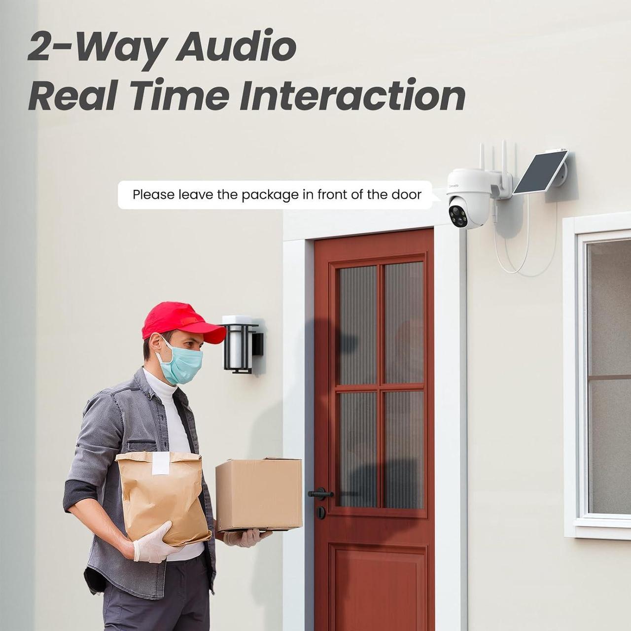 Alt view image 5 of 7 - 2K Cameras for Home Security-2.4G WiFi Outdoor Camera Wireless Solar/Battery Powered, 360° Viewing, Human Detection, Color Night Vision, Cloud/SD Storage, Works with Alexa/Google Home(2 Pack)