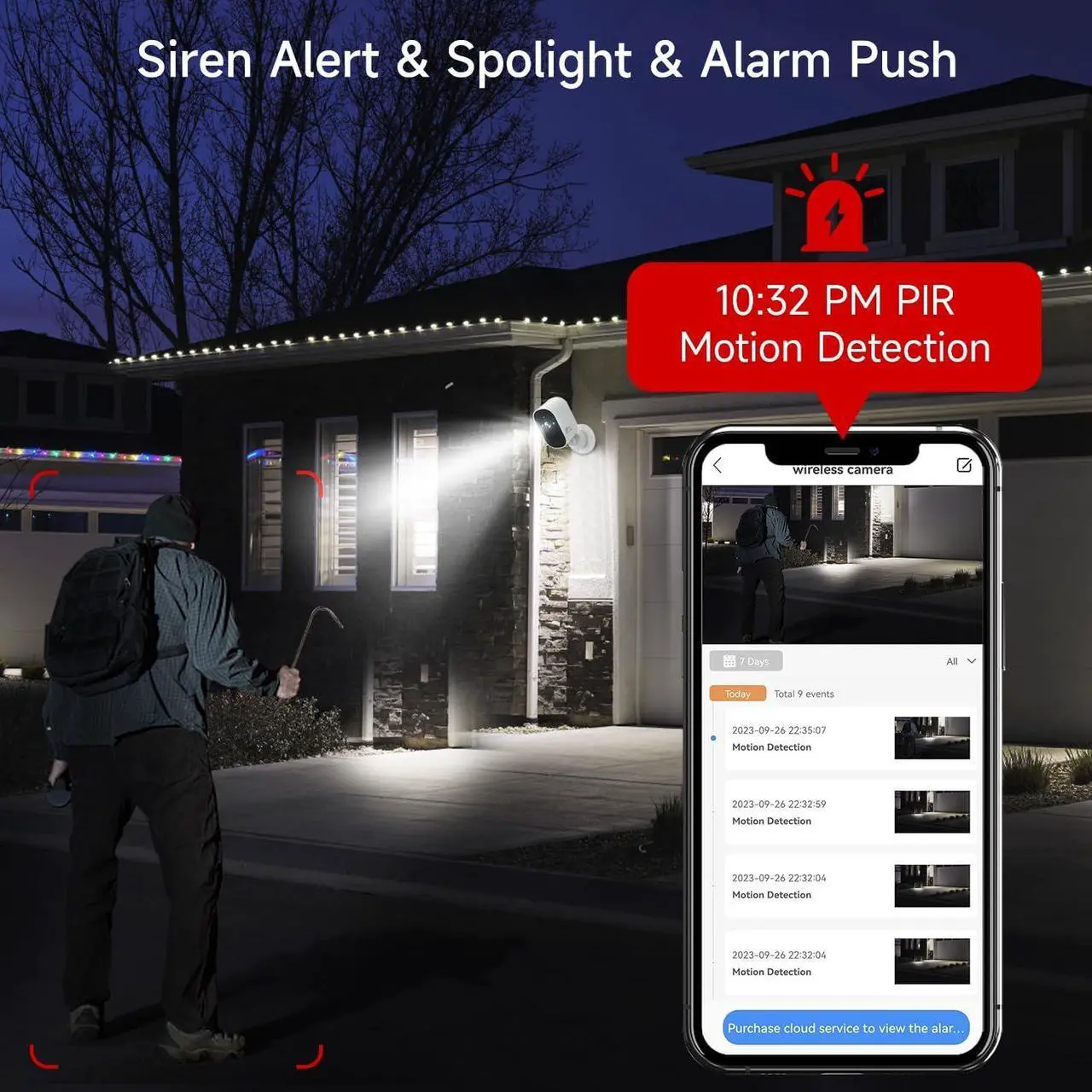 Alt view image 2 of 7 - 2PCS 4MP Security Cameras Wireless Outdoor, 2.5K WiFi Indoor Home Security Cameras with PIR Motion Detection, 2.4GHz WiFi, 2-Way Talk, Color Night Vision, Cloud/SD, Waterproof, Alarm Push