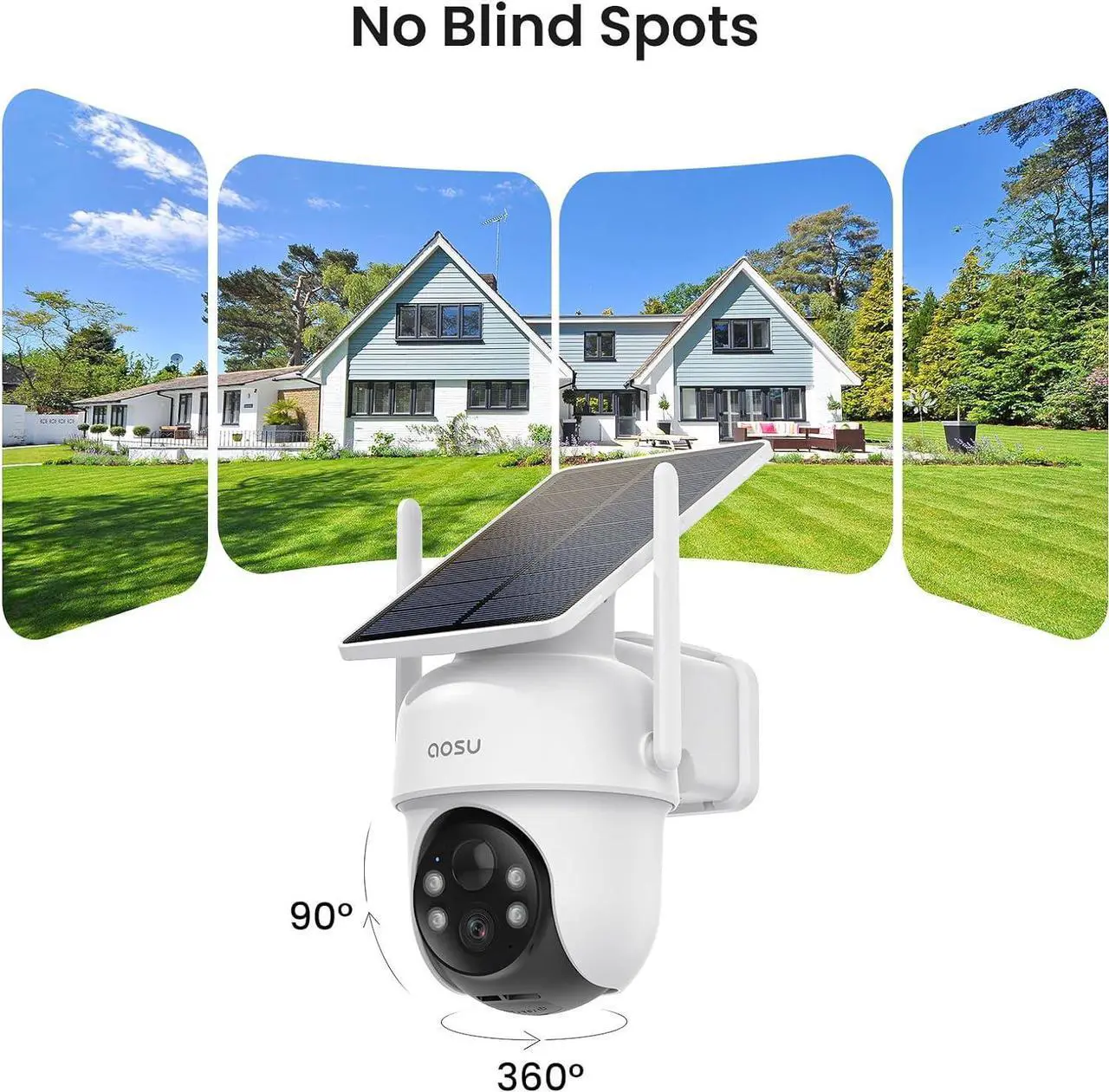 Alt view image 5 of 7 - AOSU Security Cameras Outdoor Wireless, Add-On Camera, Solar Powered, Auto Tracking, Alexa & Google Home, Requires Homebase, Homebase Supports Up to 4 Cams