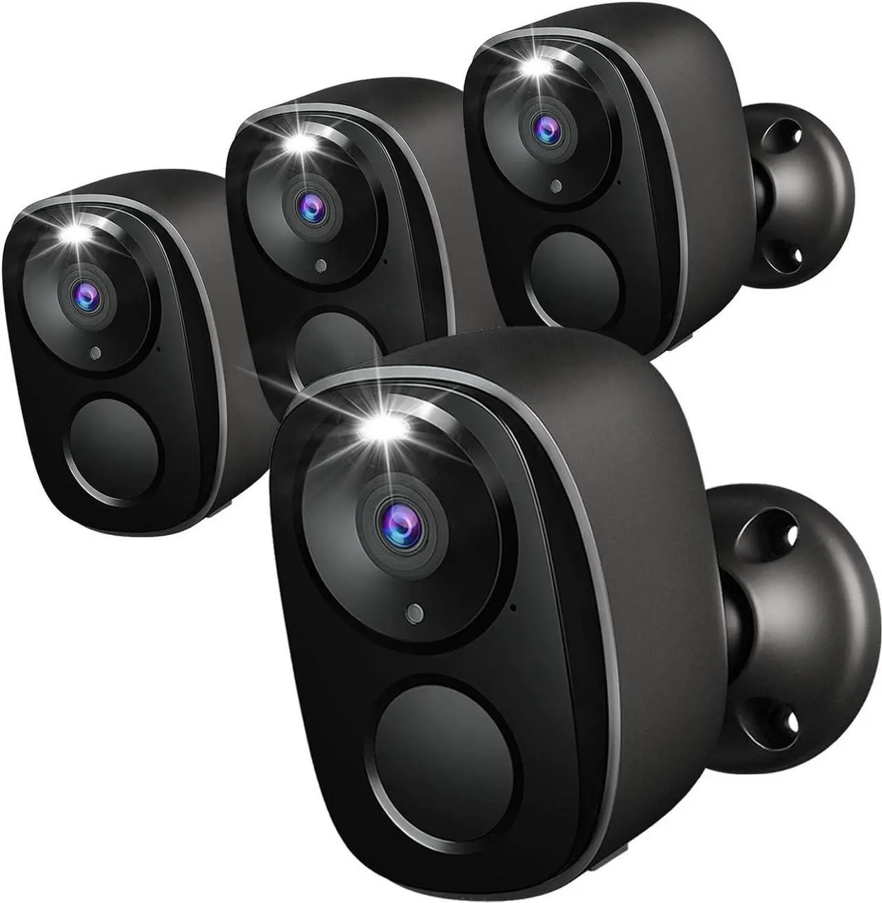 Main image of Rraycom 4Pack Security Cameras Wireless Outdoor,2K Battery Powered AI Motion Detection Siren Alarm Surveillance Indoor Home Camera, Color Night Vision, 2-Way Talk, Waterproof, Cloud/SD, Works w/Alexa
