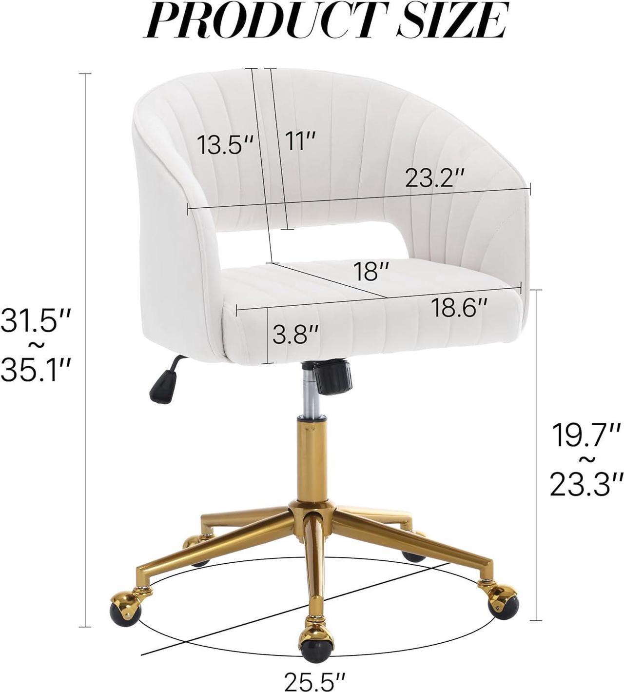 Alt view image 2 of 7 - Home Office Chair Swivel Velvet Desk Chair Accent Armchair Upholstered Modern Tufted Chairs with Gold Base for Girls Women Ergonomic Study Seat Computer Task Stools for Living Room(Cream)