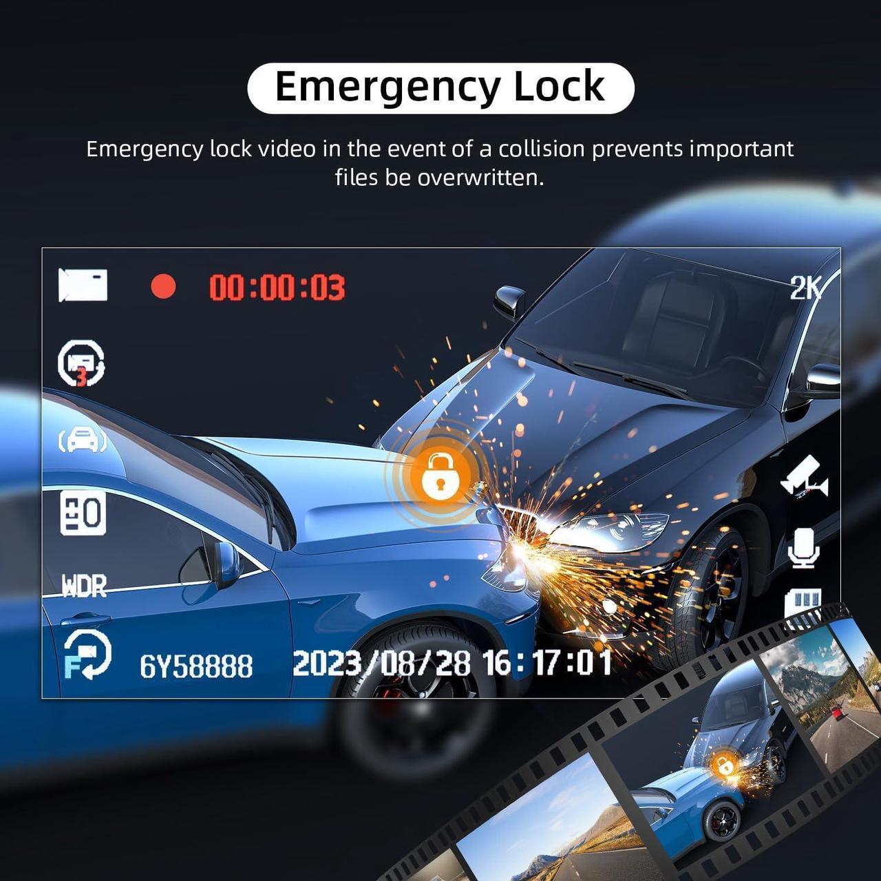 Alt view image 5 of 7 - Dash Cam Front 2K with Free 64 GB SD Card 1440P Quad HD Dash Camera for Cars 3'' IPS Screen Dashboard Driving Recorder with Superb Night Vision,170° Wide Angle,G-Sensor,WDR,Loop Record,Park Mode,USB C