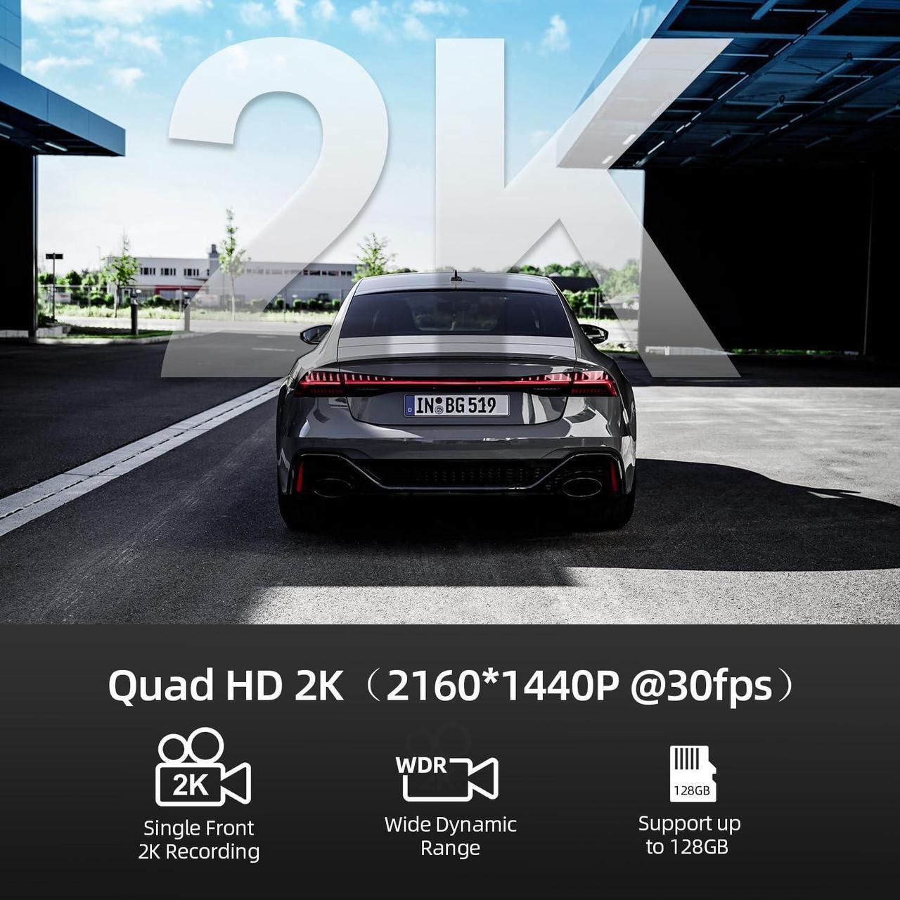 Alt view image 4 of 7 - Dash Cam Front 2K with Free 64 GB SD Card 1440P Quad HD Dash Camera for Cars 3'' IPS Screen Dashboard Driving Recorder with Superb Night Vision,170° Wide Angle,G-Sensor,WDR,Loop Record,Park Mode,USB C