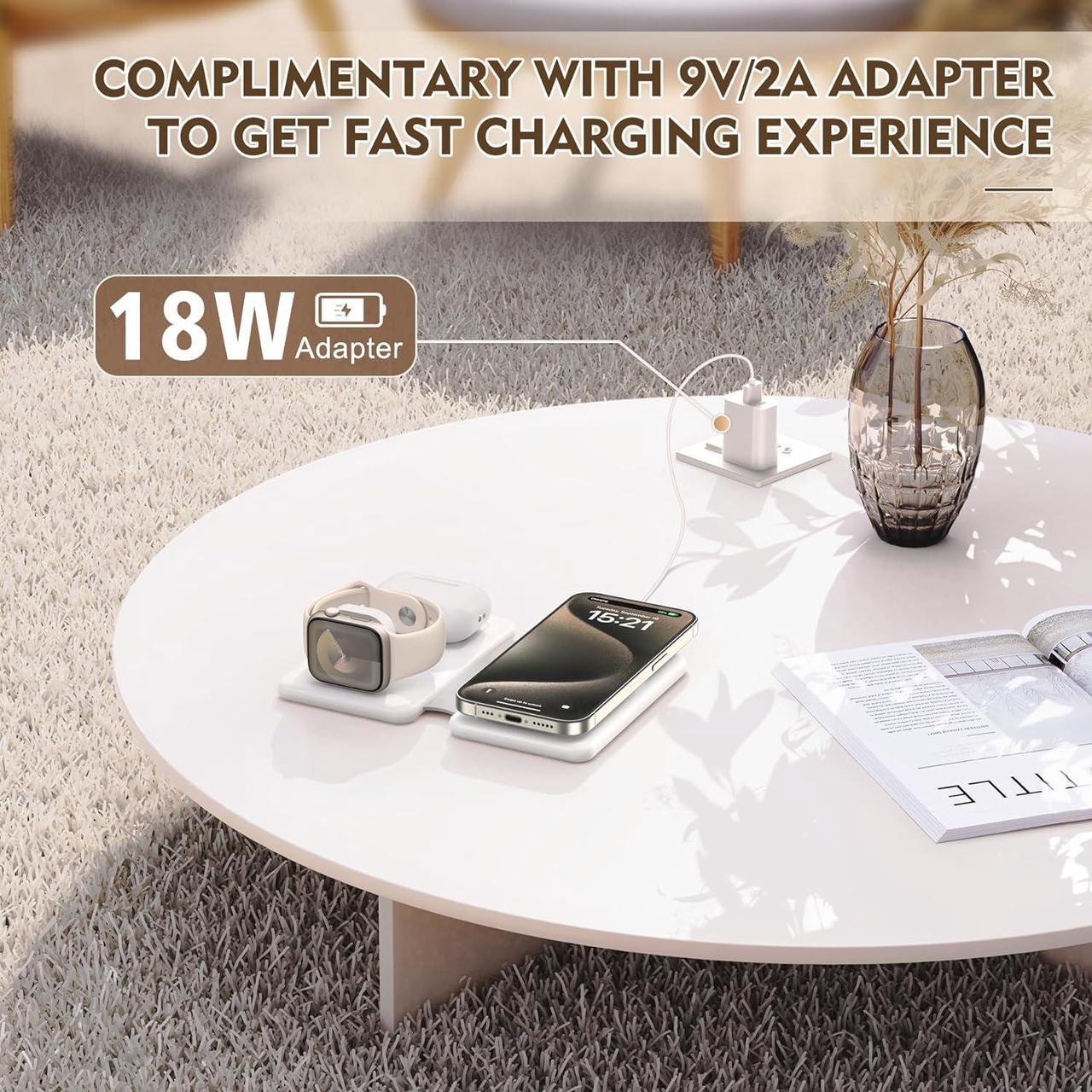 Alt view image 5 of 7 - Magnetic Wireless Charger for iPhone: 3 in 1 Travel Charging Station for Apple Devices for iPhone 15 14 13 12 Pro Max Plus - Foldable Charging Pad for Apple Watch Series & Airpods 3 2 Pro