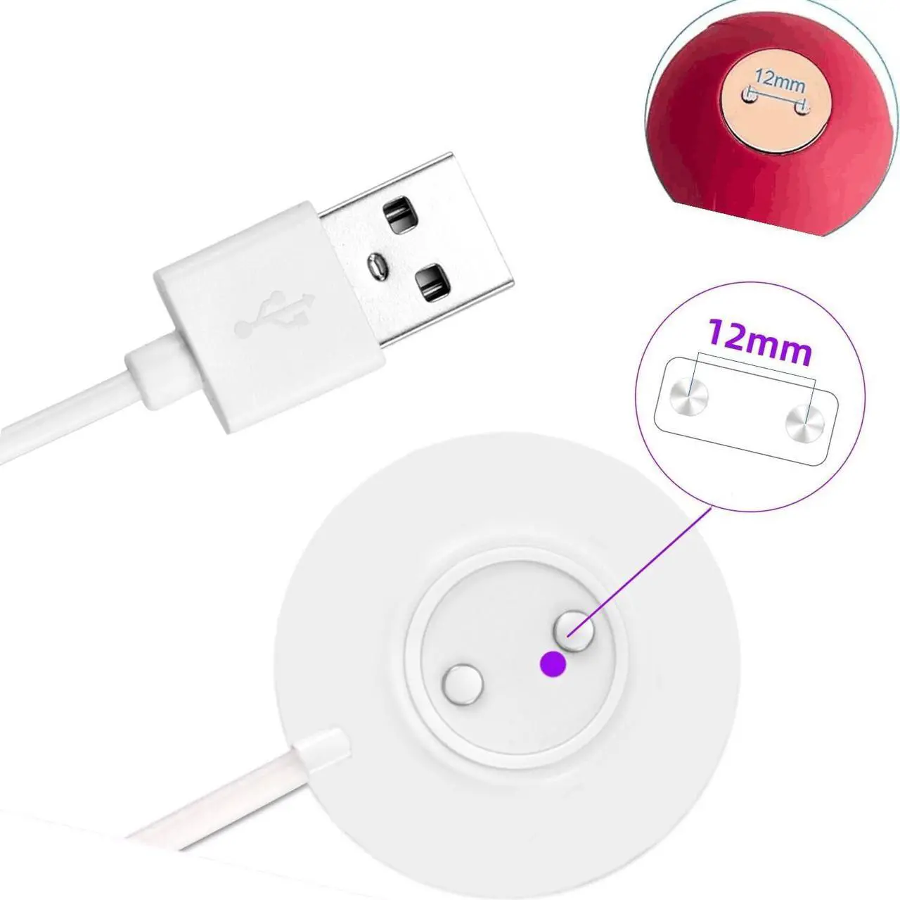 Alt view image 2 of 4 - Replacement Rose Charger,Standing Magnetic Charger USB Cable,Replacement Base Dock Station for Rose Only-12mm