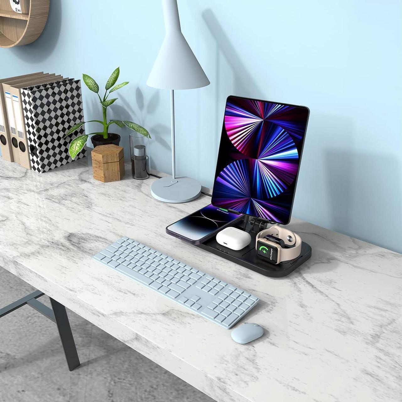 Alt view image 7 of 7 - Wireless Charger 4 in 1 for Apple Charging Station for iPhone 15 Pro Max/14/13 Series, AirPods Pro 2, iPad Stand, Watch Charger for iWatch Series 9/8/7, Wireless Charging Station for Multiple Devices