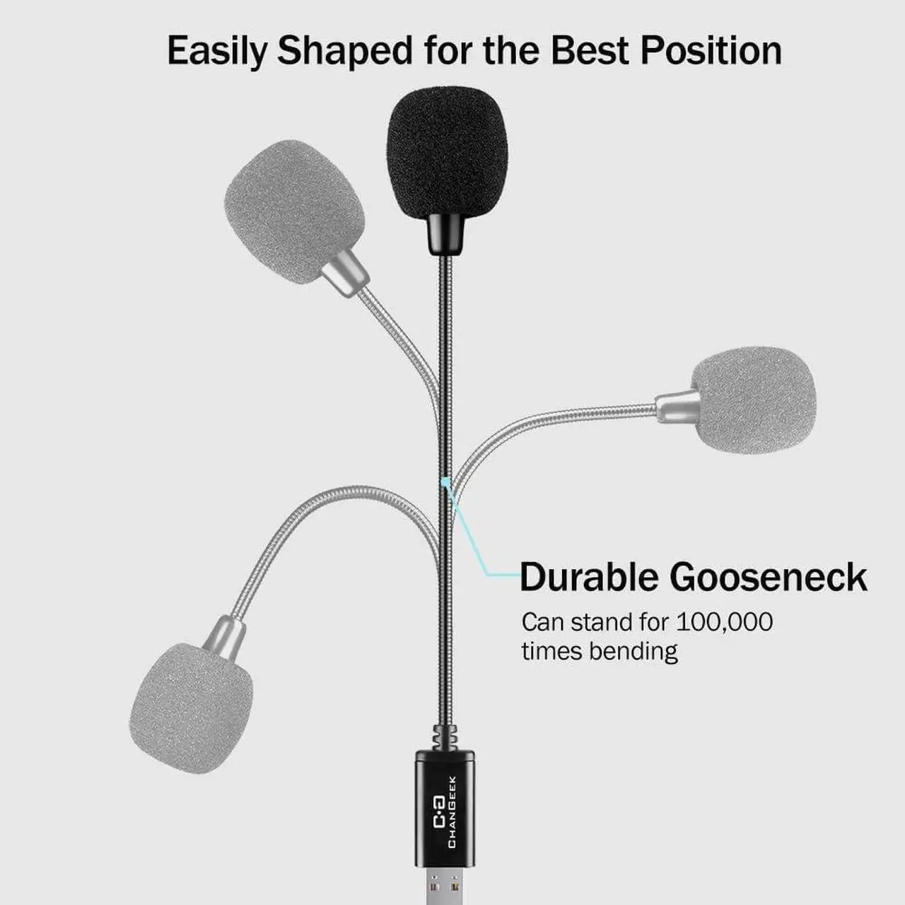 Alt view image 4 of 6 - CHANGEEK Mini USB Microphone for Laptop and Desktop Computer, with Gooseneck & Universal USB Sound Card, Compatible with PC and Mac, Plug & Play, Ideal Condenser Mic for Remote Work, Online Class