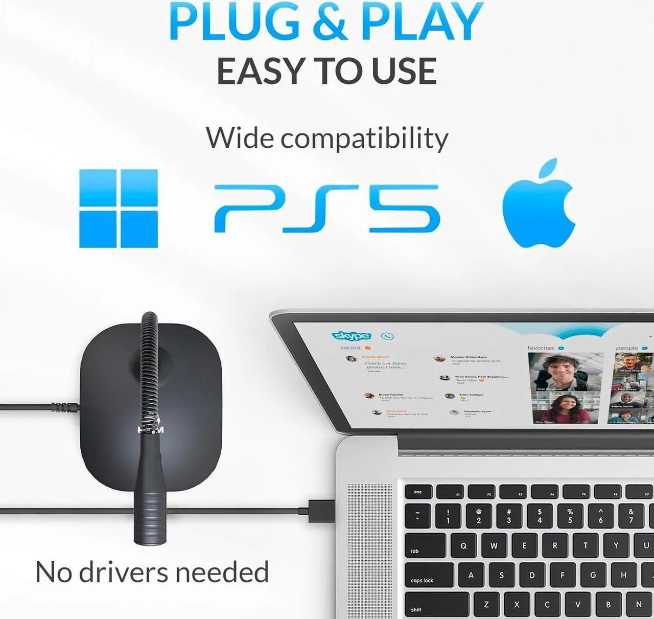 Alt view image 2 of 6 - Talk USB Desk Microphone for Computer - New Version 2024 - Compatible with Any PC Laptop Mac PS4 - Professional Desktop Mic with Stand - Recording Gaming Streaming YouTube Podcast Mics