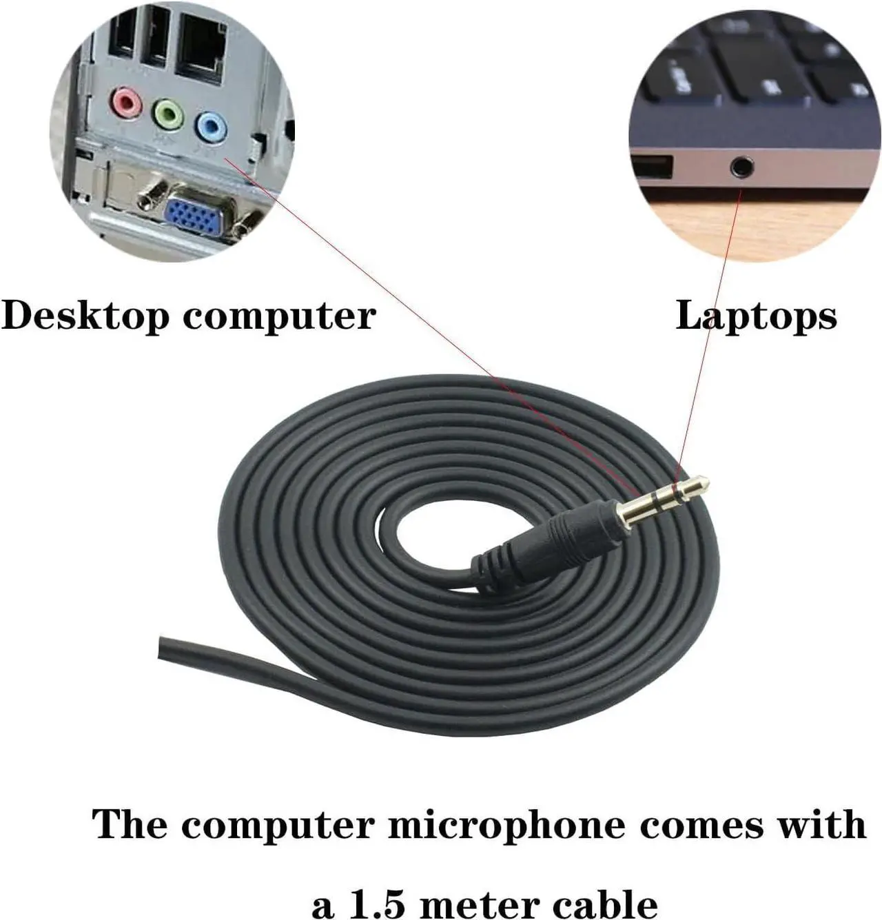 Alt view image 4 of 4 - 3.5mm Male Microphone, Plug and Play Desktop Laptop gooseneck Microphone, Suitable for Games, Meetings, Recording, podcasts, Games, and Online Chat