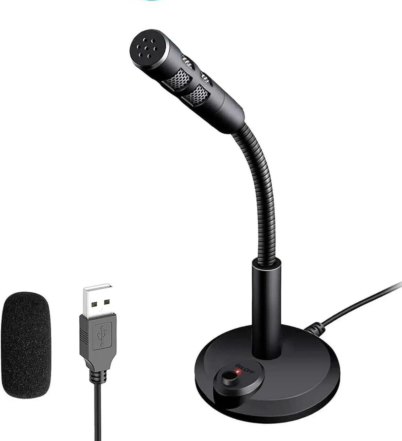 Main image of USB Computer Microphone,Plug and Play Desktop PC Laptop Microphone with Mute Button and LED Indicator for Streaming,Podcasting,Recording,Gaming,Skype,YouTube Mic for Mac or Window Black.