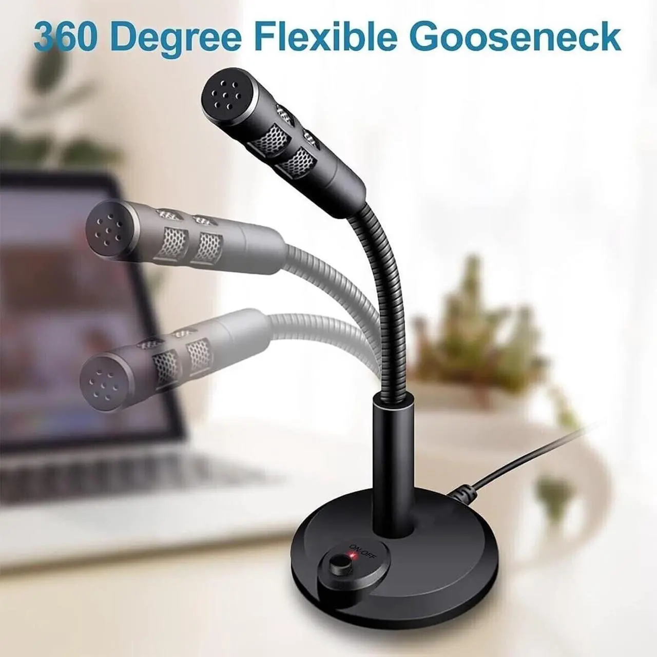 Alt view image 5 of 6 - USB Computer Microphone,Plug and Play Desktop PC Laptop Microphone with Mute Button and LED Indicator for Streaming,Podcasting,Recording,Gaming,Skype,YouTube Mic for Mac or Window Black.