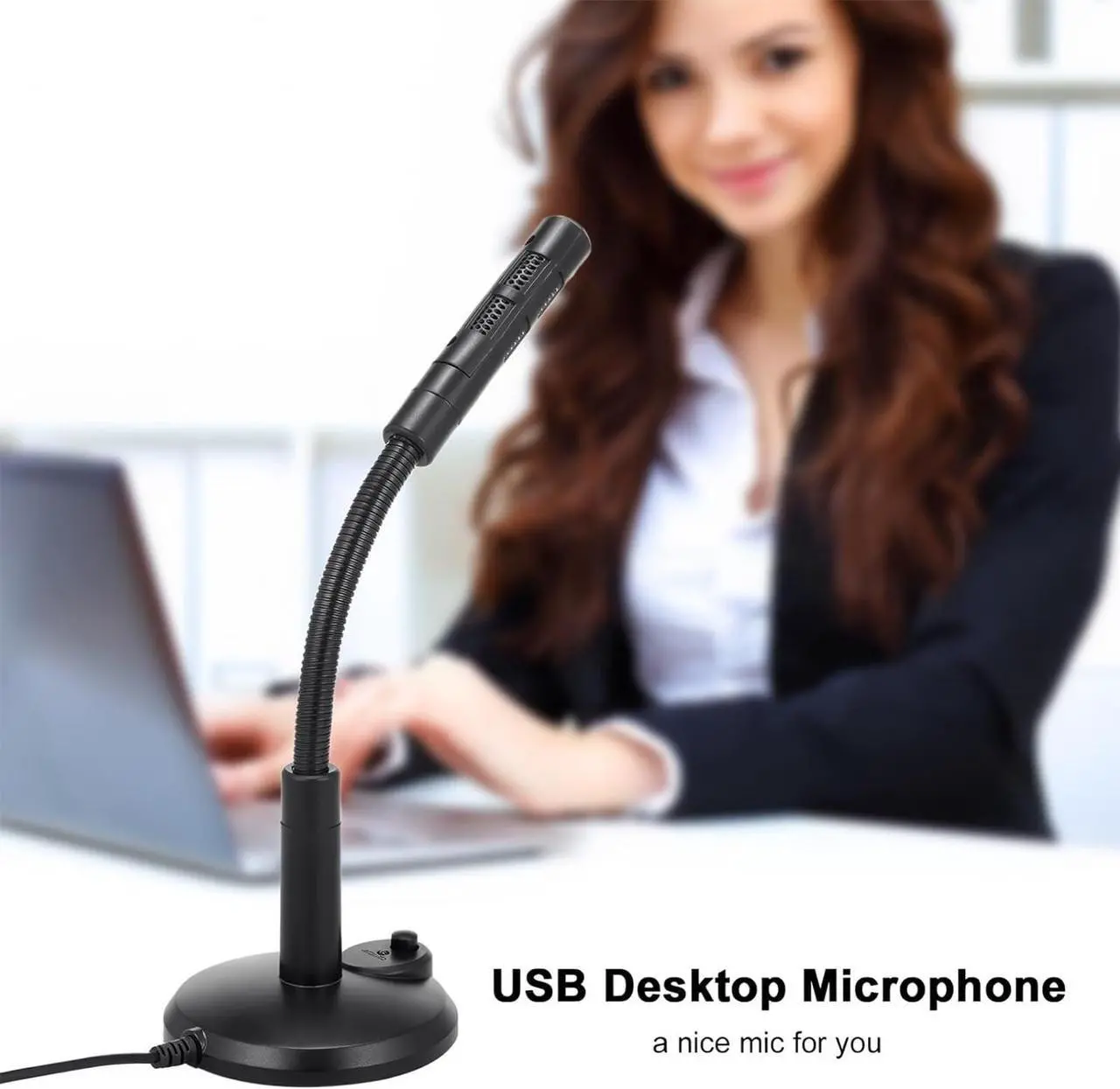 Alt view image 6 of 6 - USB Computer Microphone,Plug and Play Desktop PC Laptop Microphone with Mute Button and LED Indicator for Streaming,Podcasting,Recording,Gaming,Skype,YouTube Mic for Mac or Window Black.