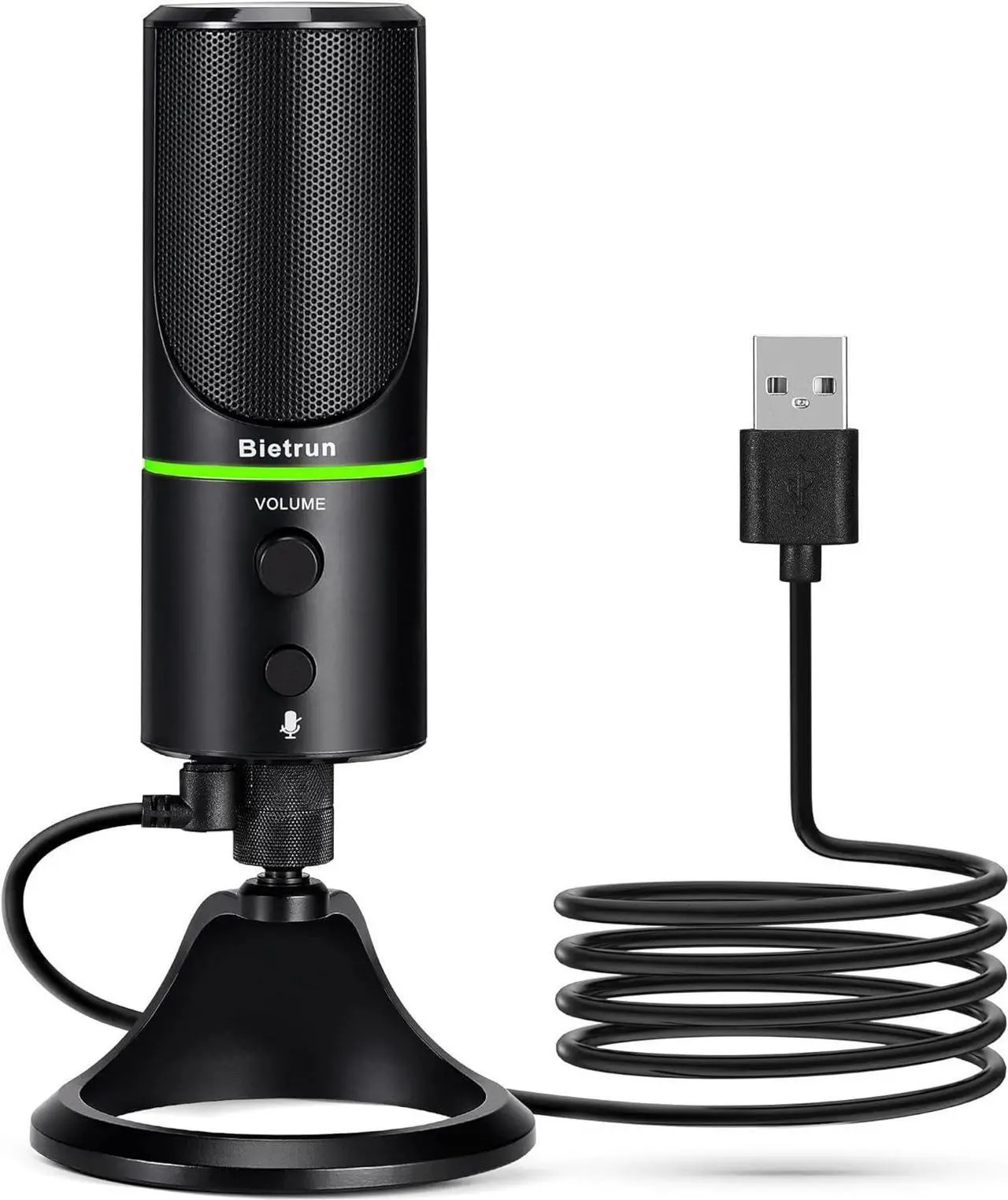 Main image of USB Microphone, Computer Condenser Gaming Mic for Desktop/Laptop/PS4/5, Headphone Jack, Volume Control, Plug & Play, for Podcast, Streaming, Studio Recording