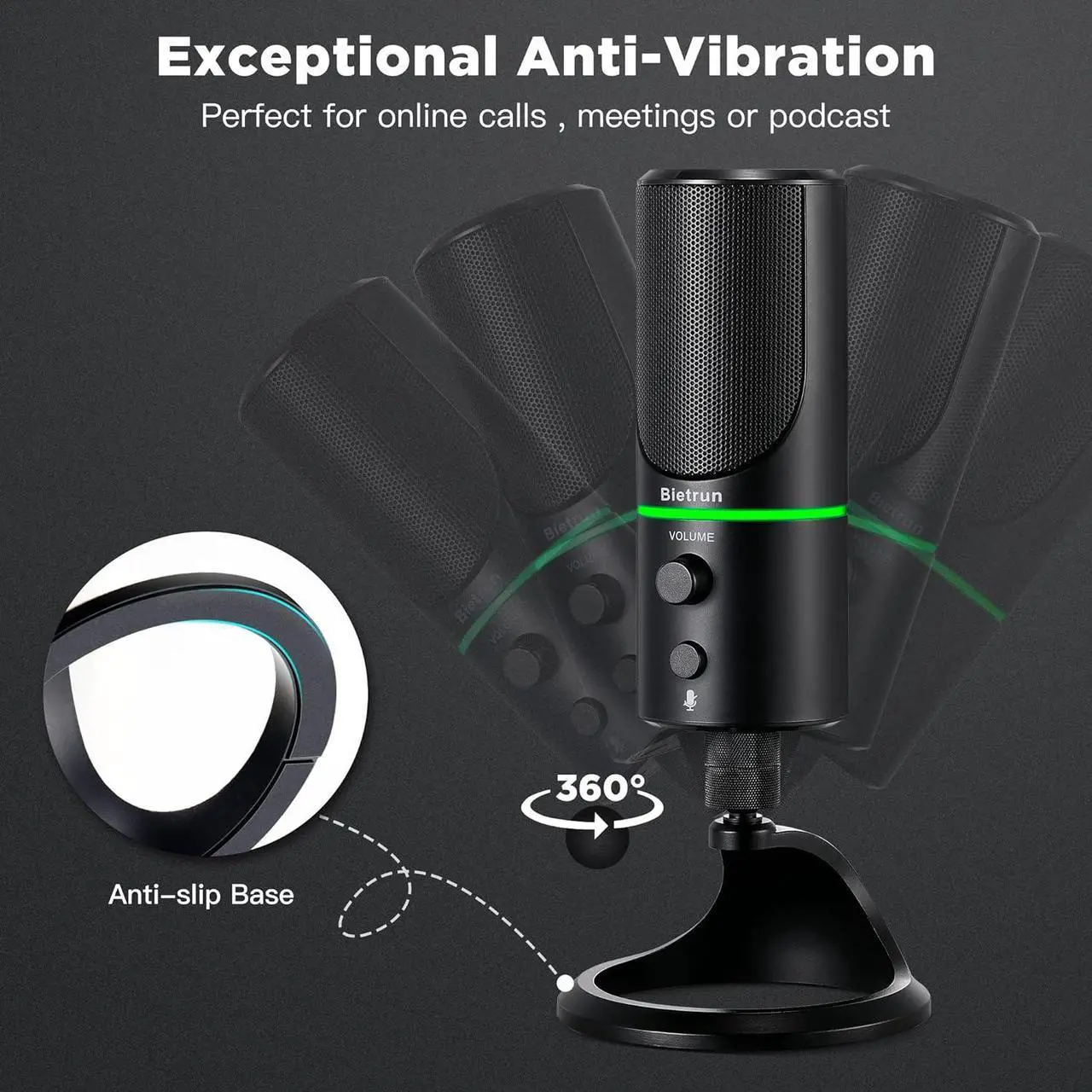 Alt view image 7 of 7 - USB Microphone, Computer Condenser Gaming Mic for Desktop/Laptop/PS4/5, Headphone Jack, Volume Control, Plug & Play, for Podcast, Streaming, Studio Recording