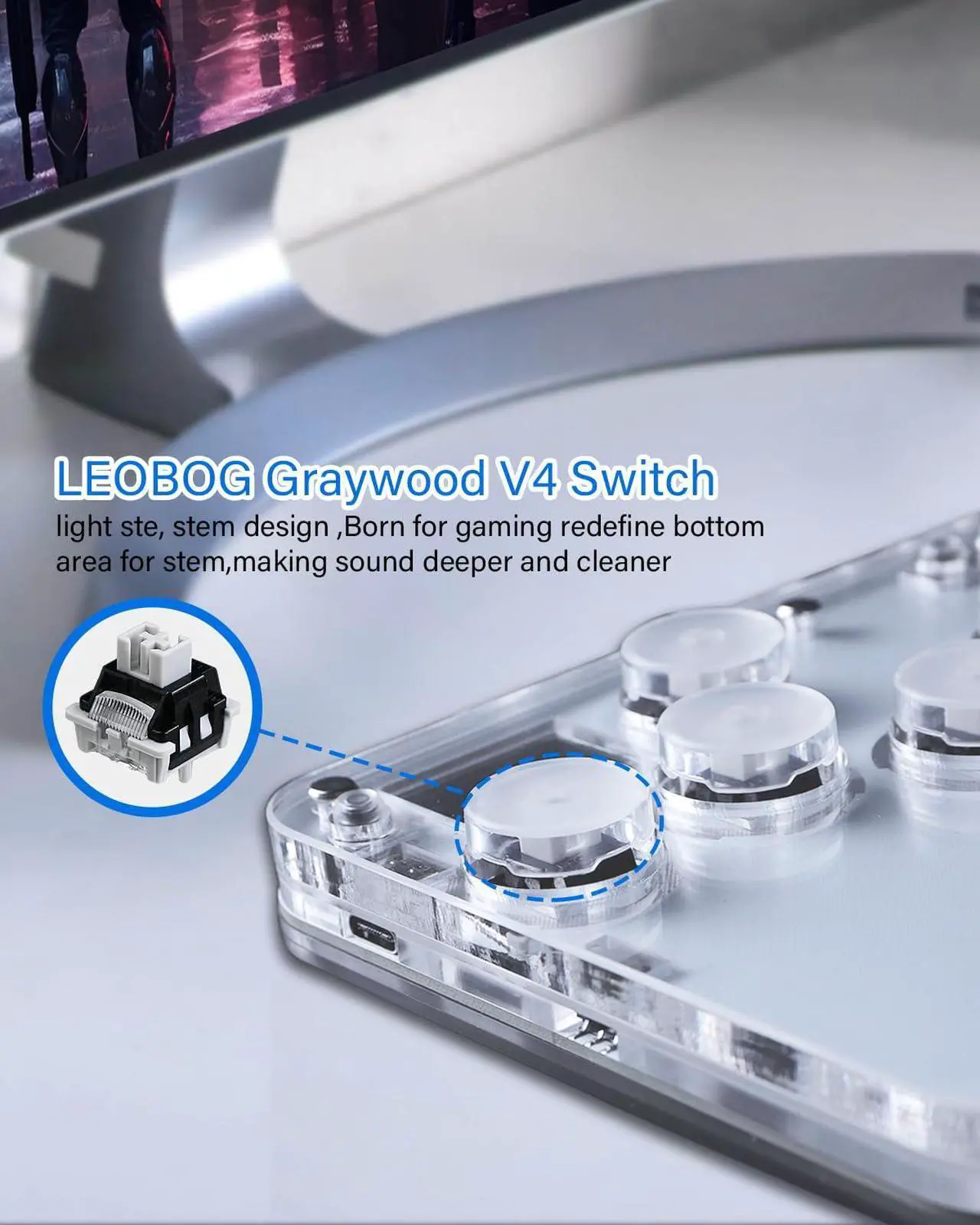 Alt view image 4 of 7 - Arcade Stick 16Keys All-Button Gamerfinger with Custom RGB & Turbo Functions,Arcade Controller Street Fight for PC/Ps3/Ps4/Switch/Steam Game Keyboard-Supports Hot Swap & SOCD