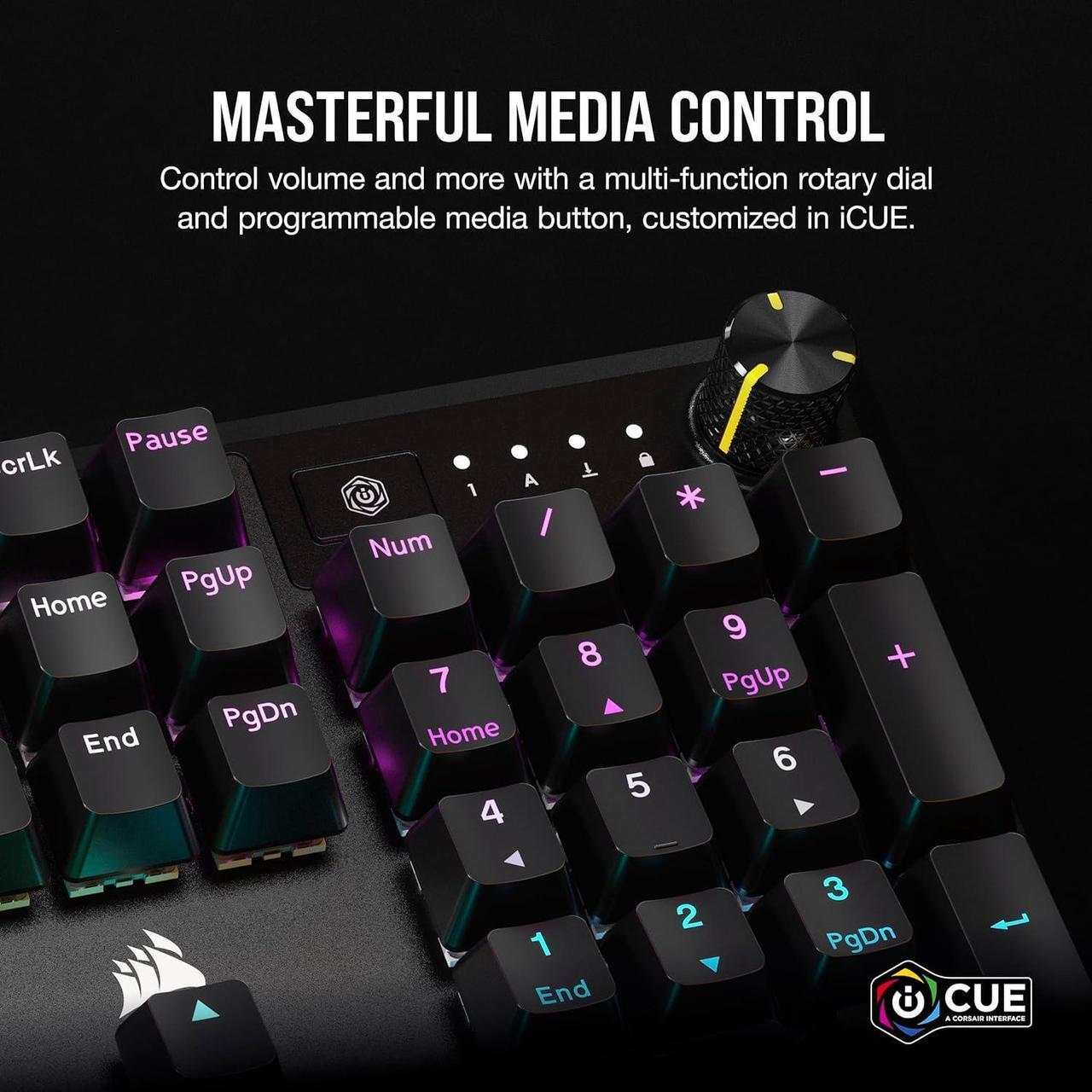 Alt view image 4 of 7 - K70 CORE RGB Mechanical Gaming Keyboard with Palmrest - Pre-lubricated  MLX Red Linear Keyswitches - Sound Dampening - Media Control Dial - iCUE Compatible - QWERTY NA Layout - Black
