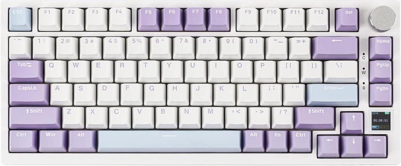 Main image of Ajazz AK820 Pro 75% Mechanical Keyboard, Gasket-Mounted Gaming Keyboard with TFT Smart Display&Knob, Bluetooth 5.1/2.4G Wireless/Type-C Wired Custom Keyboard (Purple, Gift Switch)