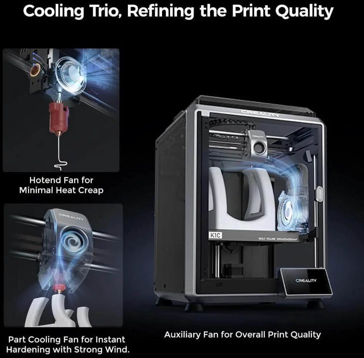 Alt view image 5 of 7 - Creality K1C 3D Printer, 2024 New Version 600mm/s Fast Printing Speed and Clog-Free Direct Extruder, Support 300 Print and Carbon Fiber Filament, Auto Leveling and AI Camera 8.66 * 8.66 * 9.84 inch